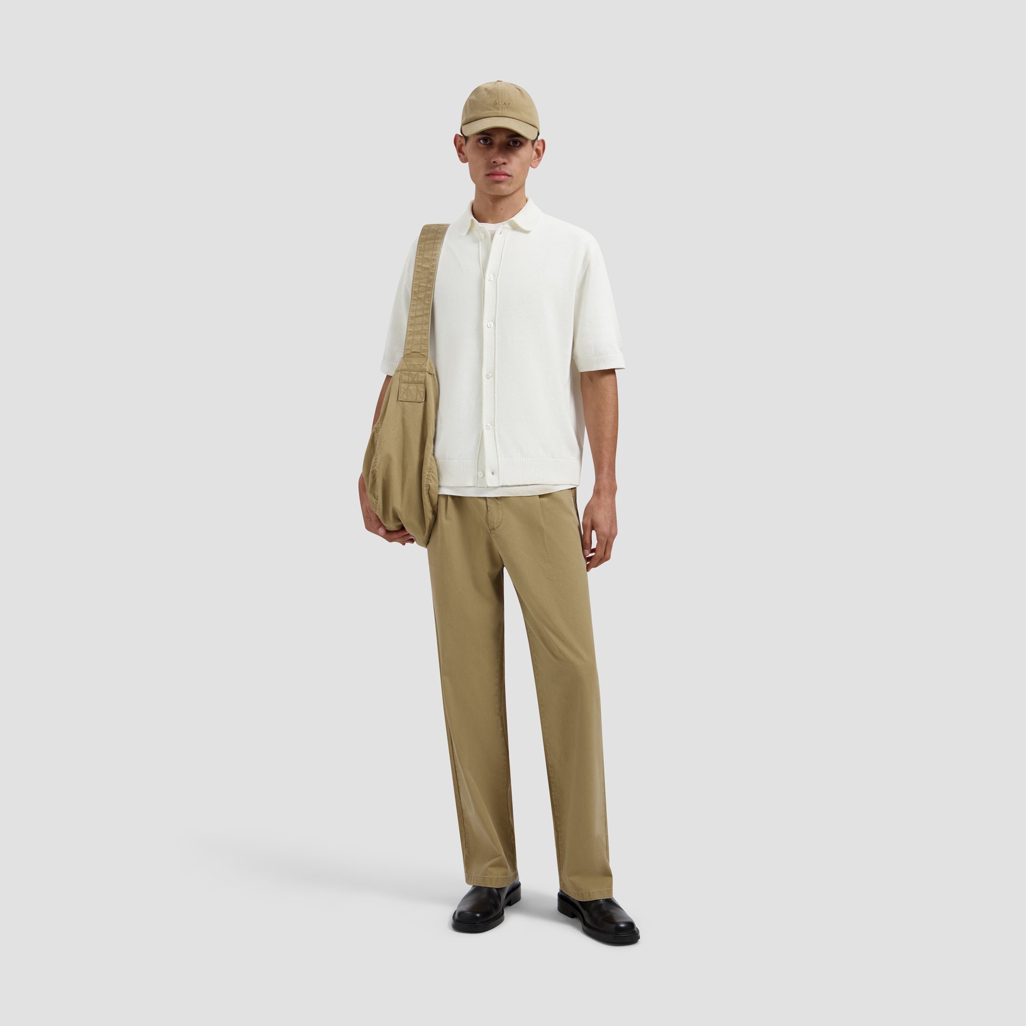 Linen Knitted SS Polo - Off-White