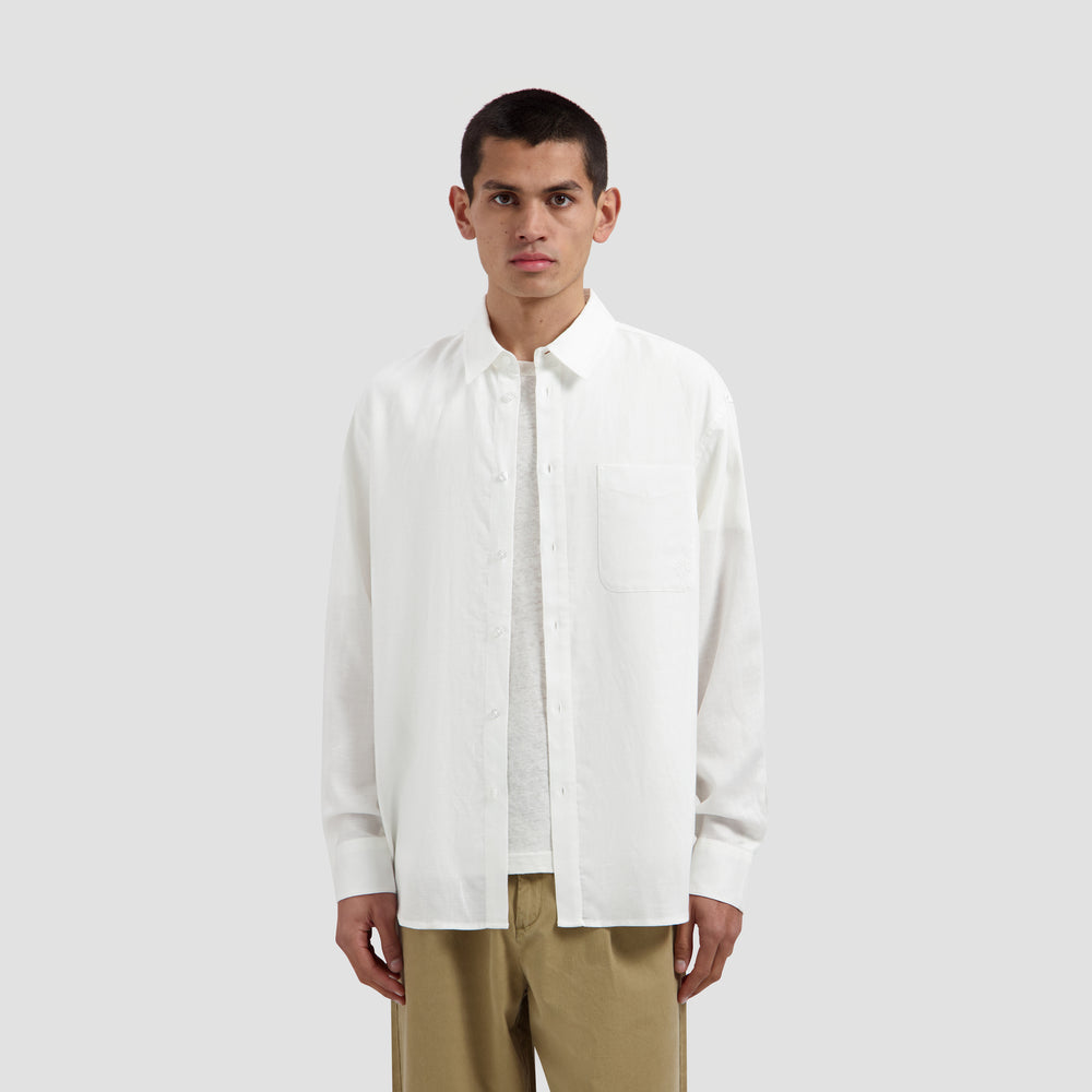 Linen Blend Relaxed Shirt - Optical White