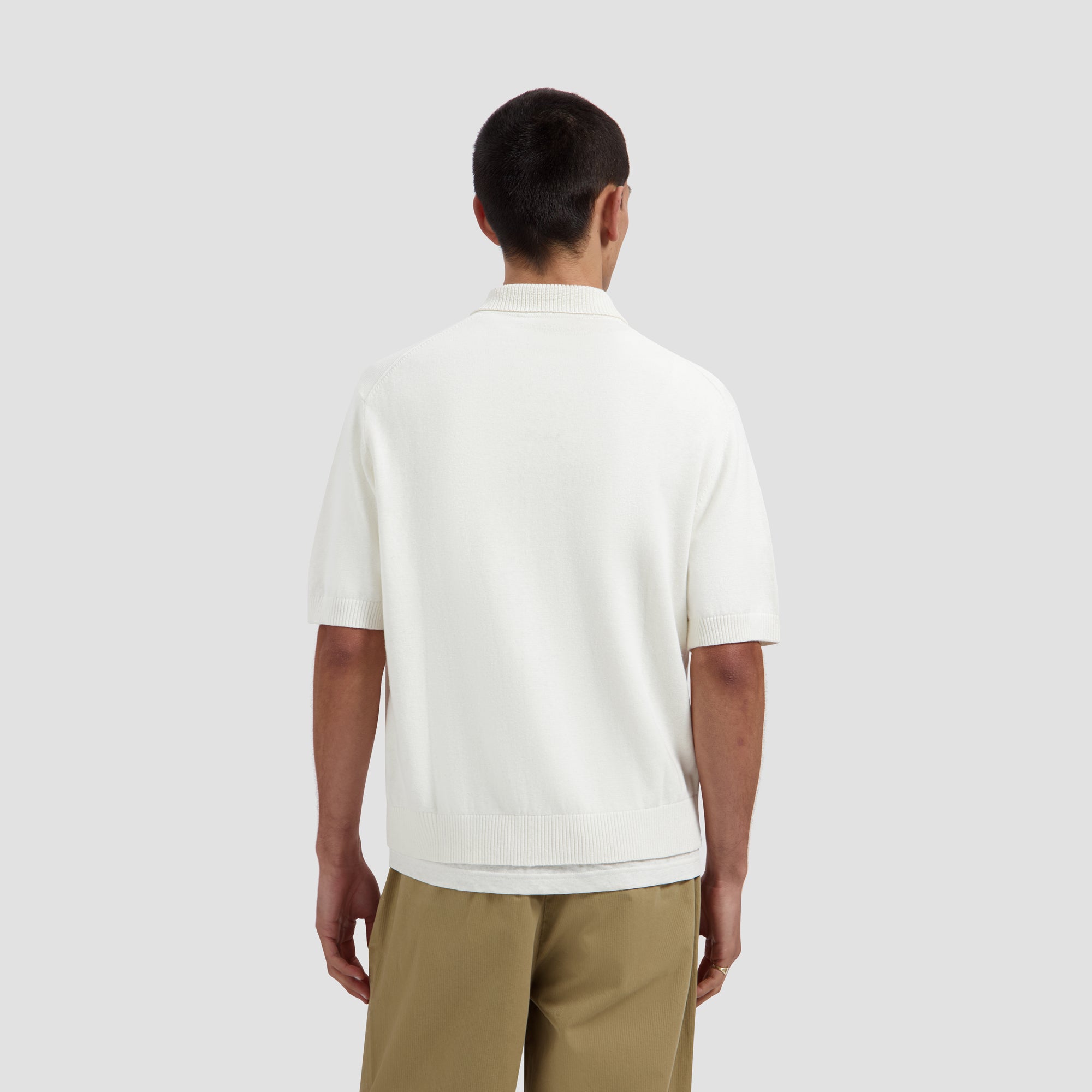 Linen Knitted SS Polo - Off-White