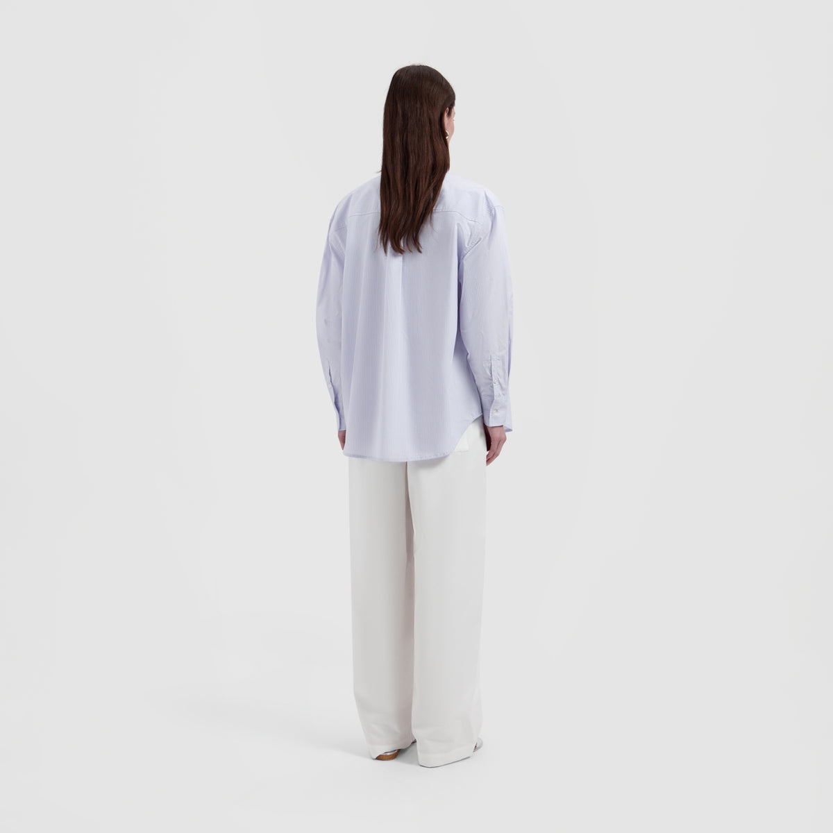 STRIPE OVERSIZED SHIRT | OFF WHITE / PURPLE HEATHER