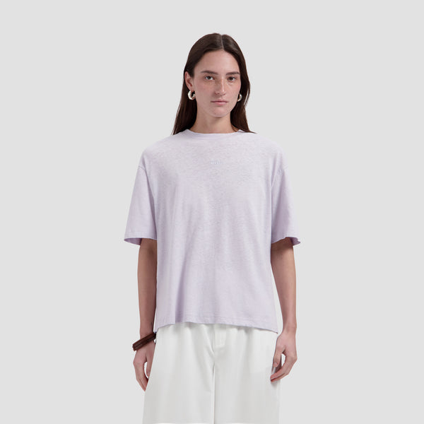 Retro Logo Linen Boxy Tee - Purple Heather