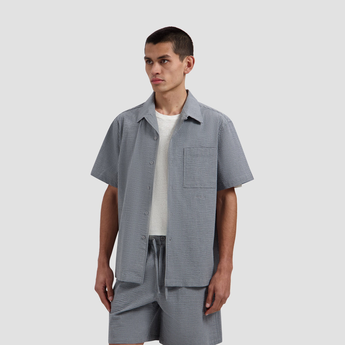 SEERSUCKER CAMP SHIRT | HEATHER GREY
