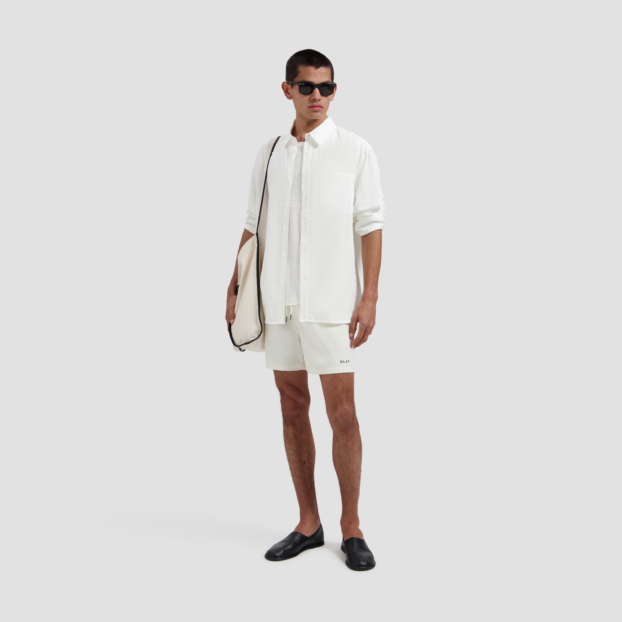 Texture Regular Swim Shorts - Off-White