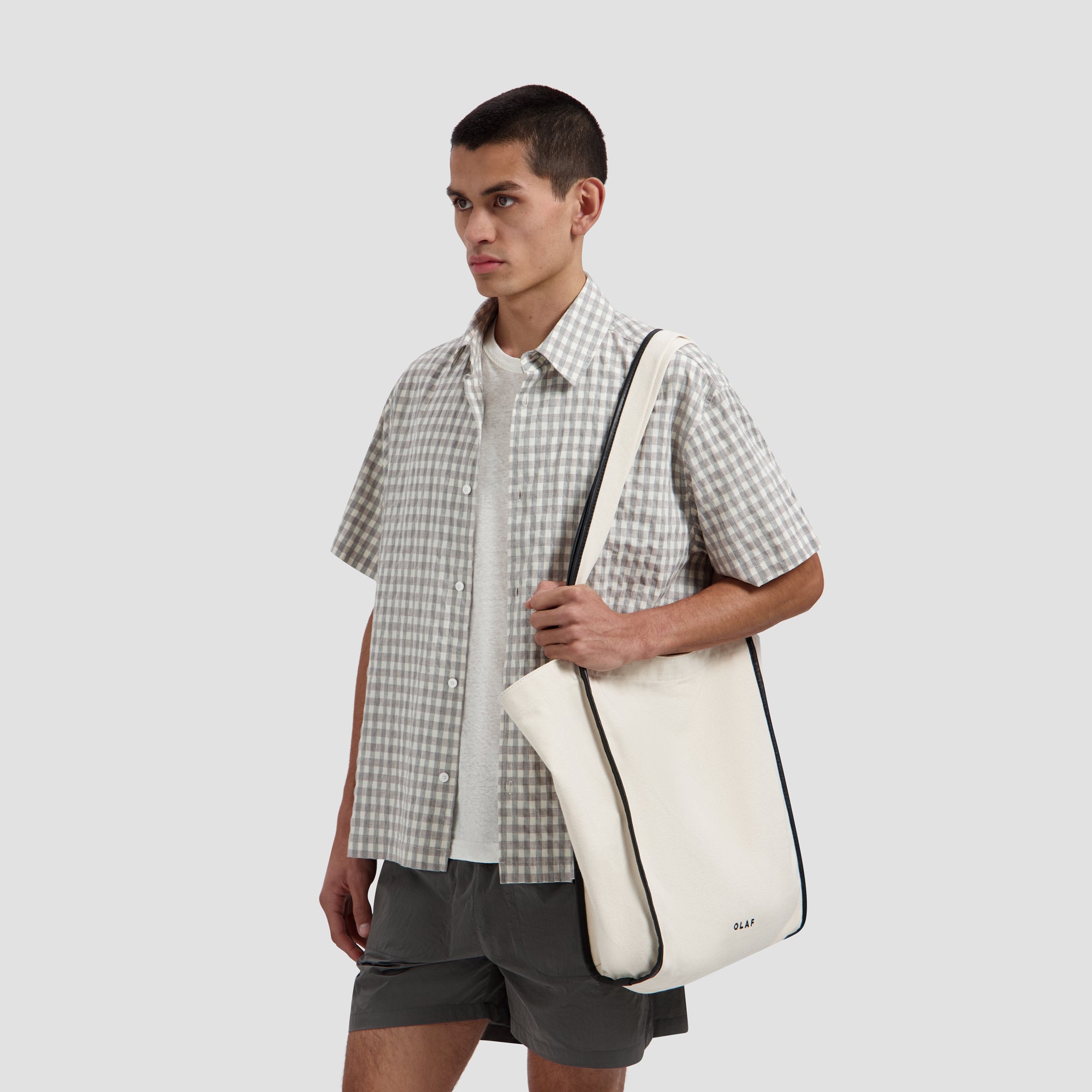 Contrast Binding Canvas Bag - Off-White