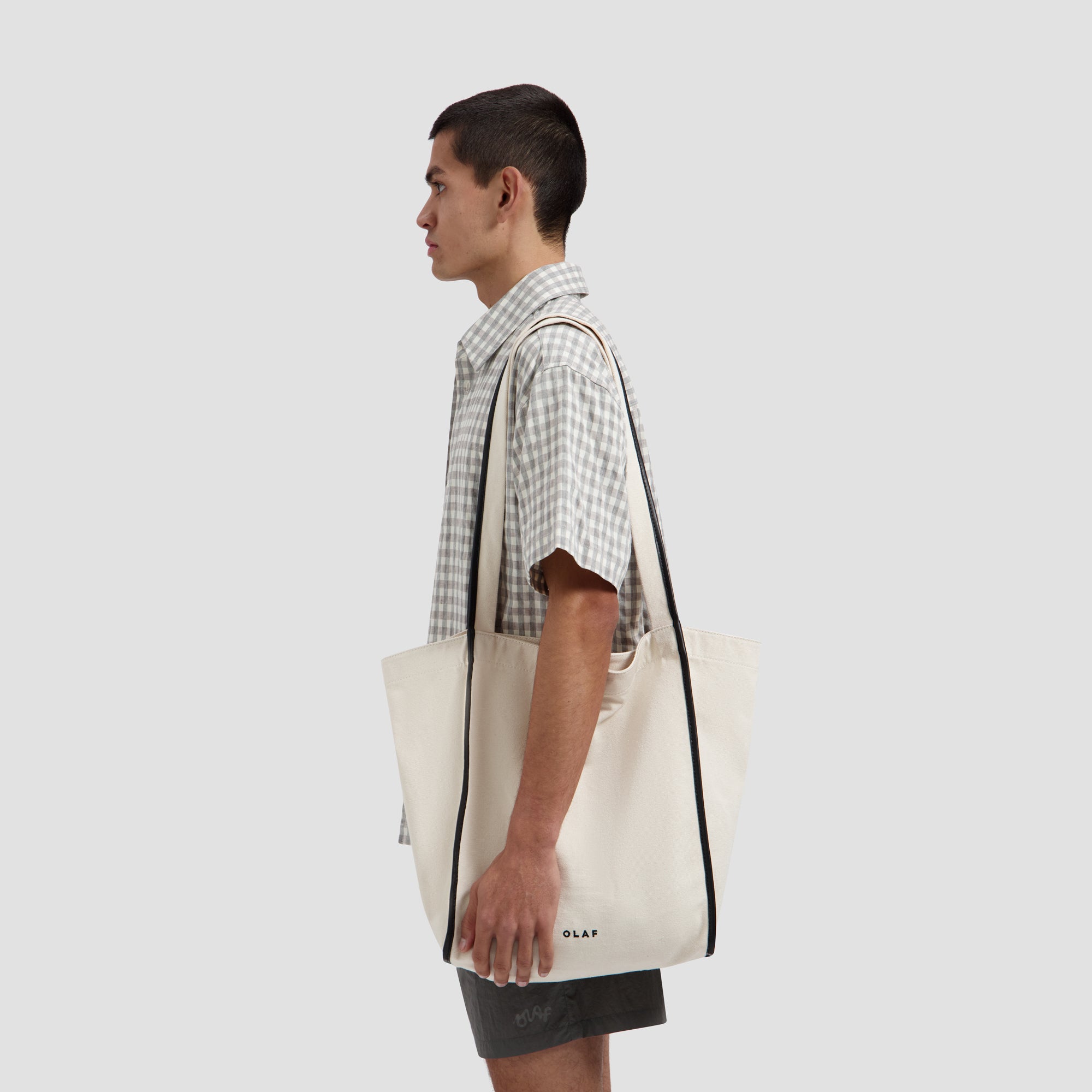 Contrast Binding Canvas Bag - Off-White