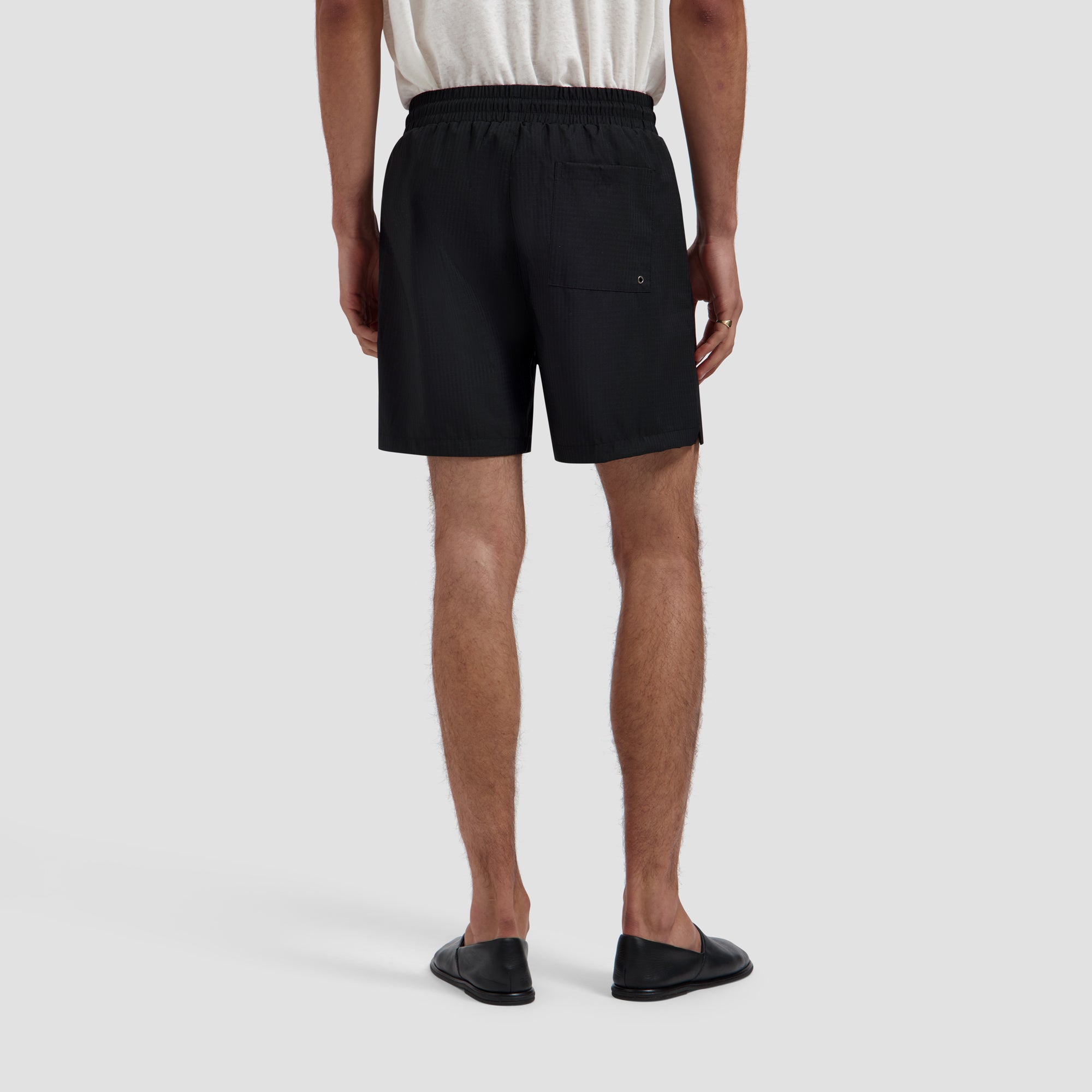 Texture Regular Swim Shorts - Black