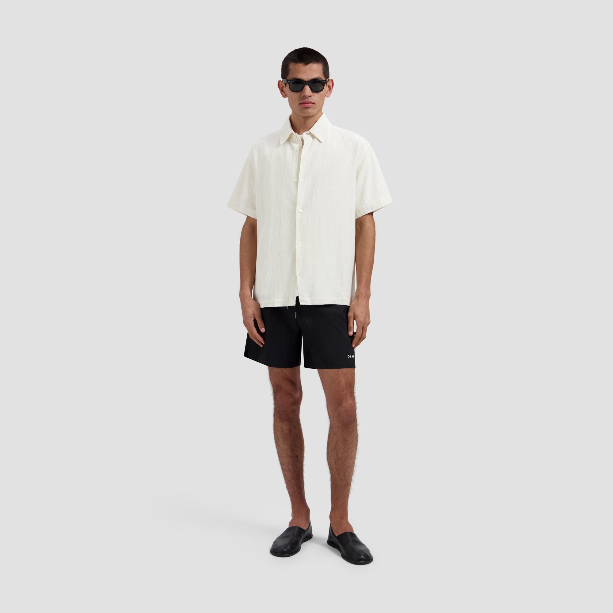 Texture Regular Swim Shorts - Black