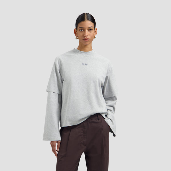 Retro Logo Boxy Tee - Heather Grey