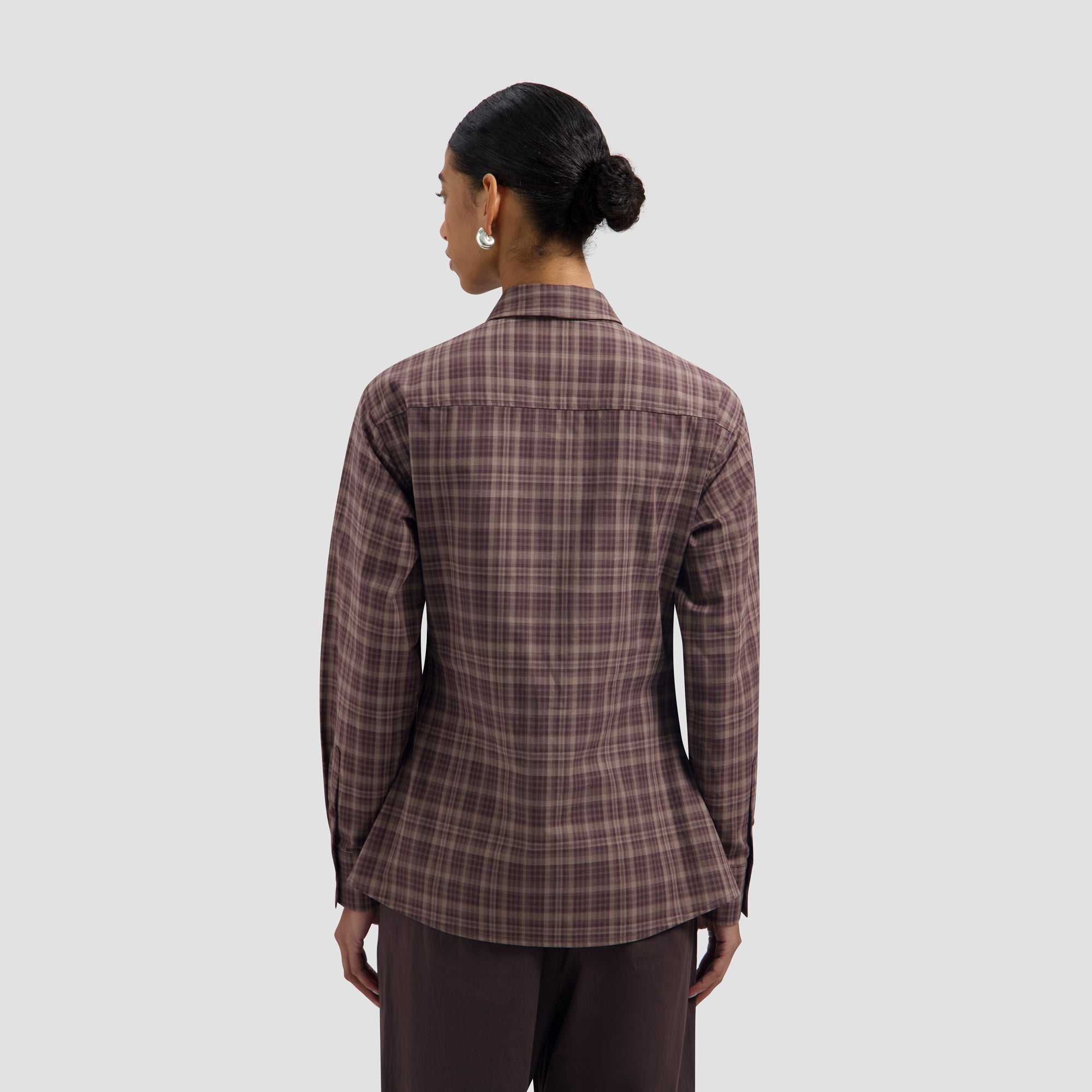Checked Fitted Shirt - Chocolate Plum