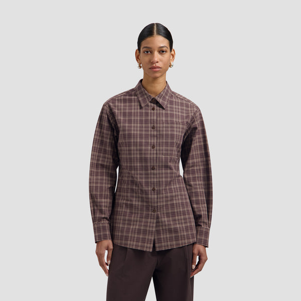 Checked Fitted Shirt - Chocolate Plum
