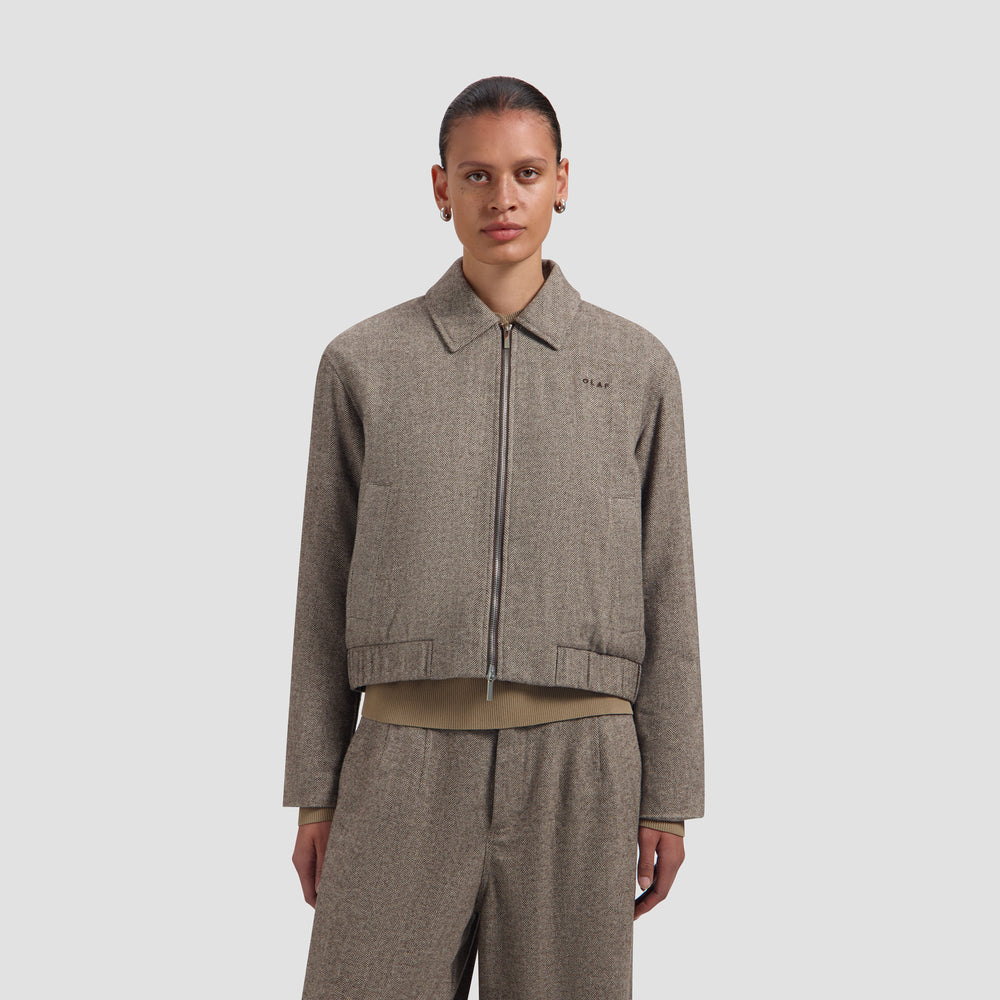 Wool Herringbone Jacket - Chocolate Chip