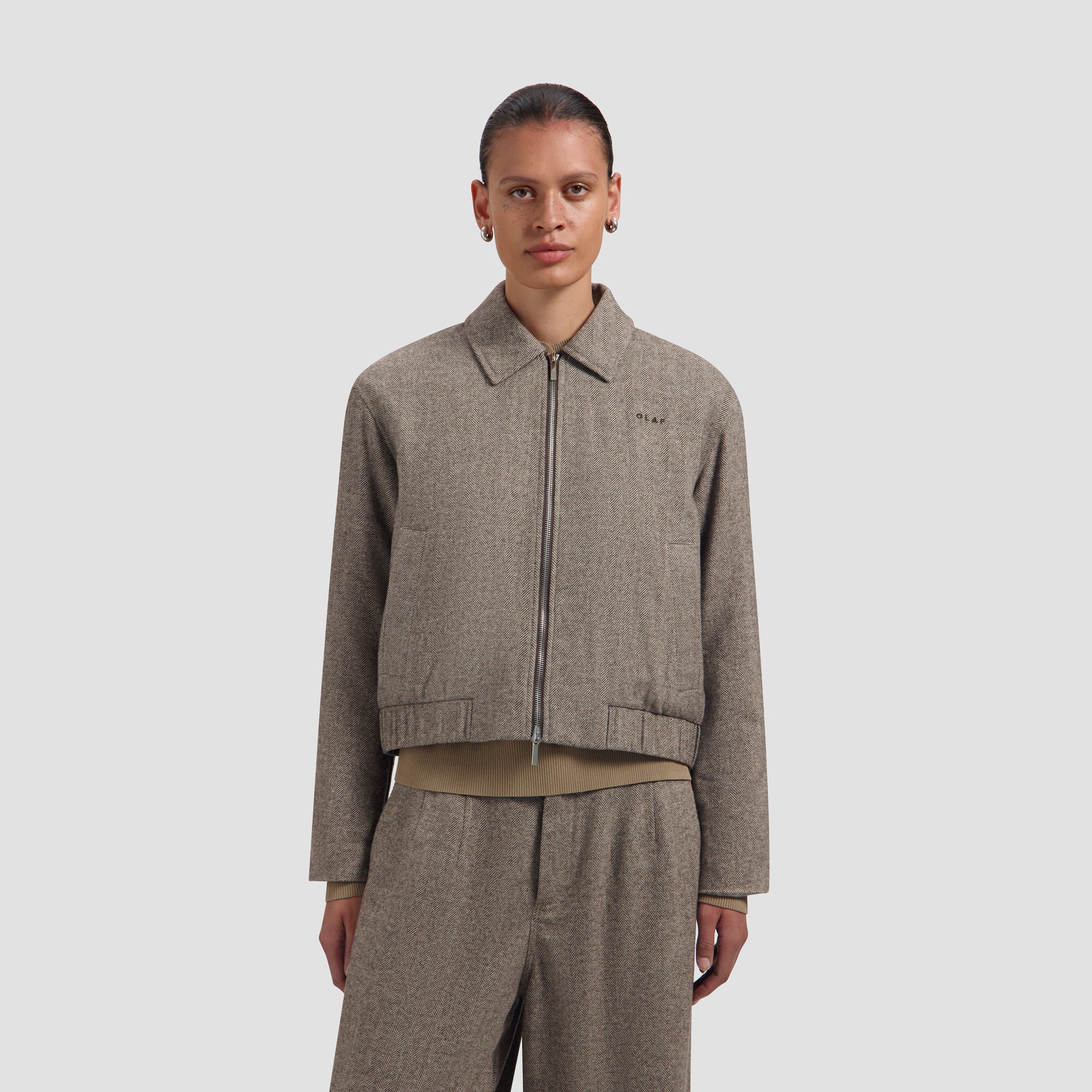 Wool Herringbone Jacket - Chocolate Chip