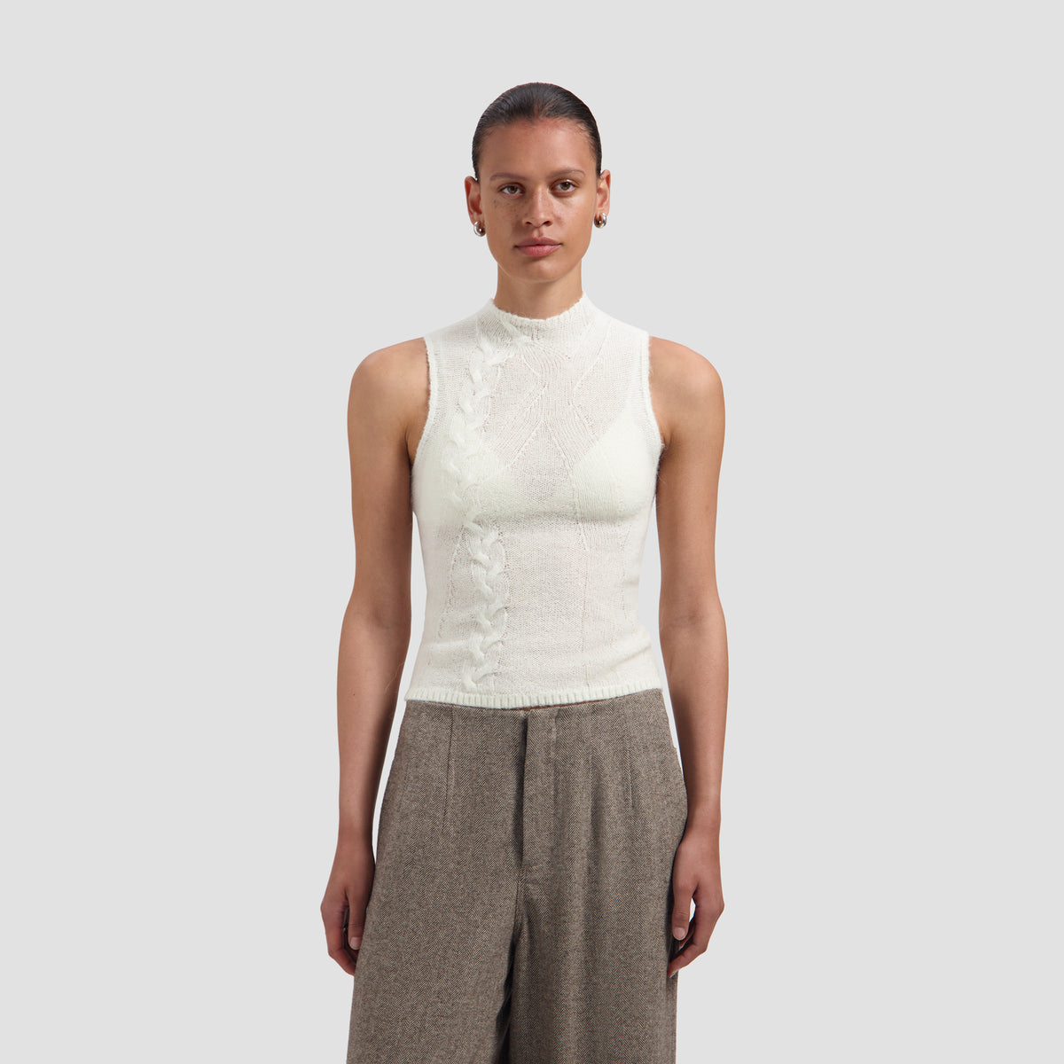 Cable Sleeveless Knit - Off White