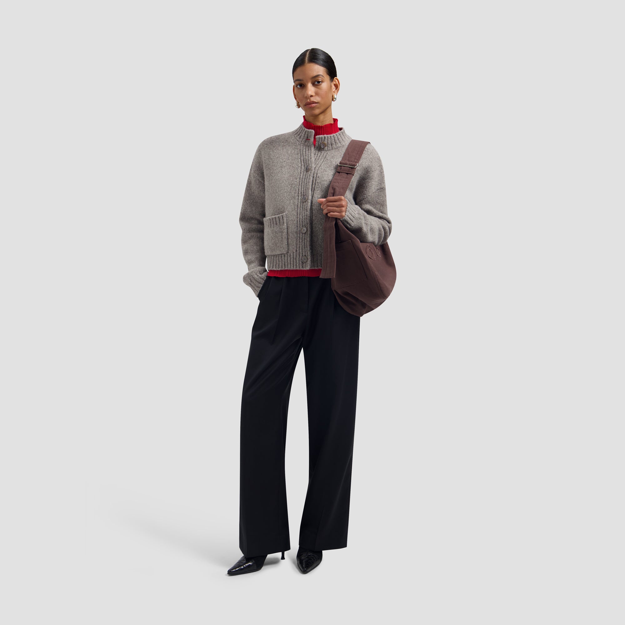 Wool Knitted Cardigan - Sharkskin