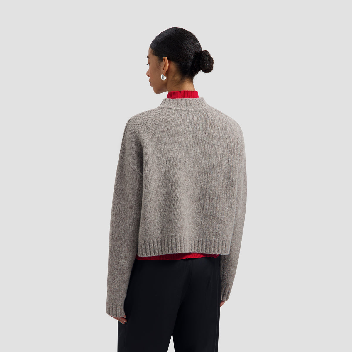 Wool Knitted Cardigan - Sharkskin