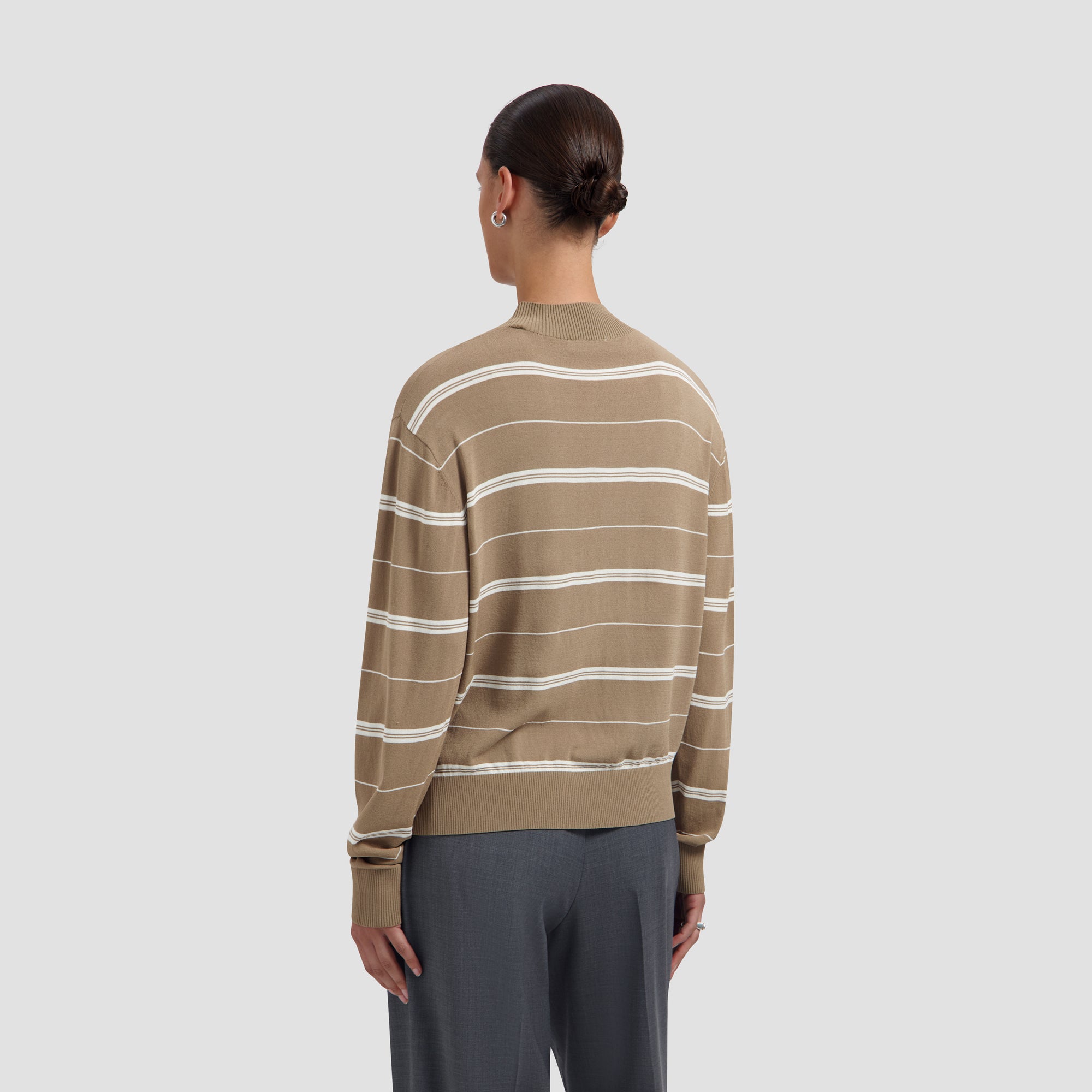 Striped Knitted Polo - Chocolate Chip