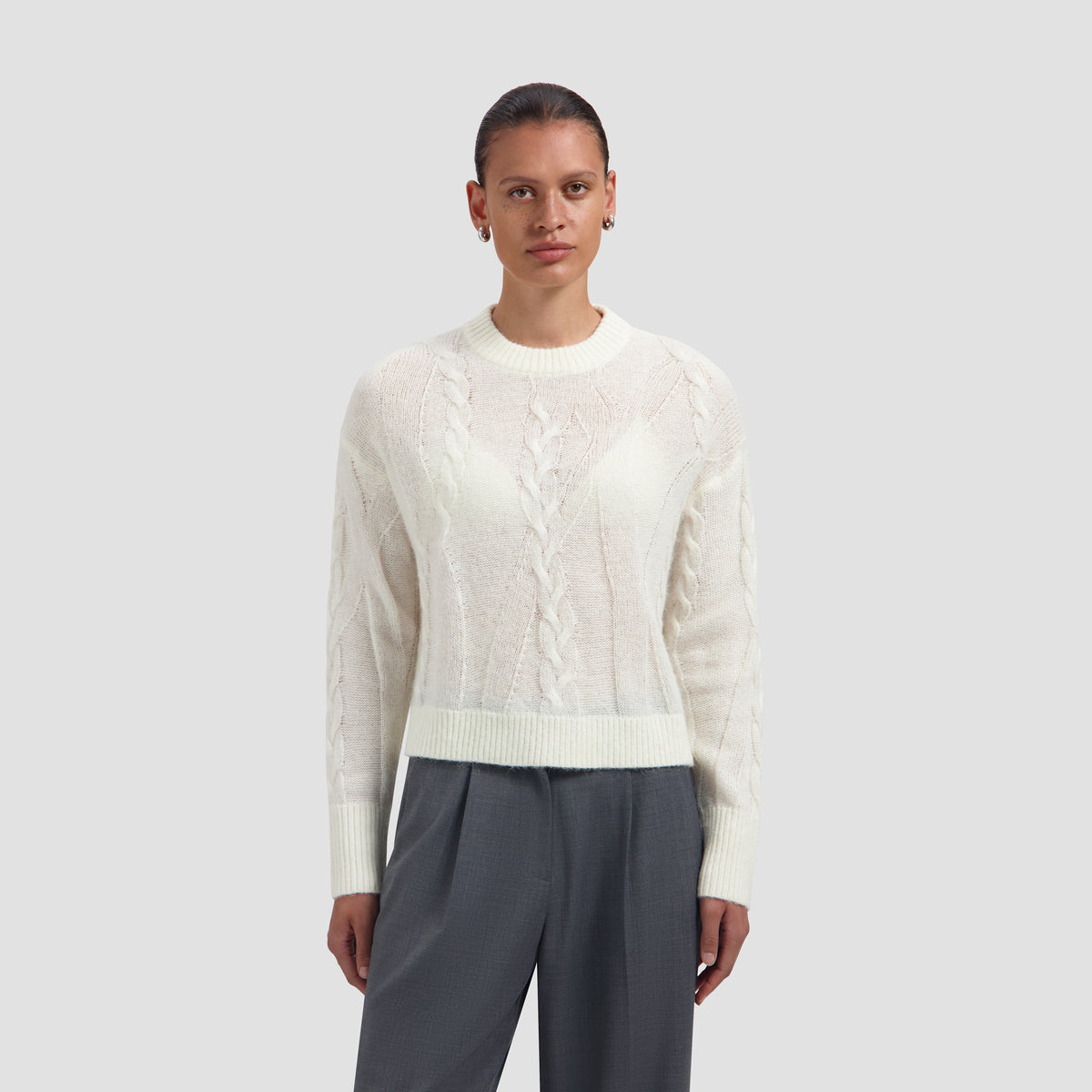 Cable Knitted Crewneck - Off White