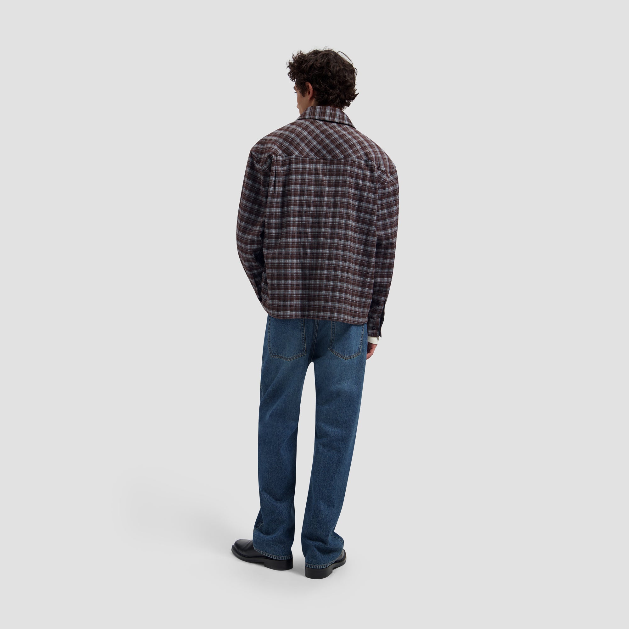 Flannel Boxy Tee - Chocolate Plum/Windsurfer