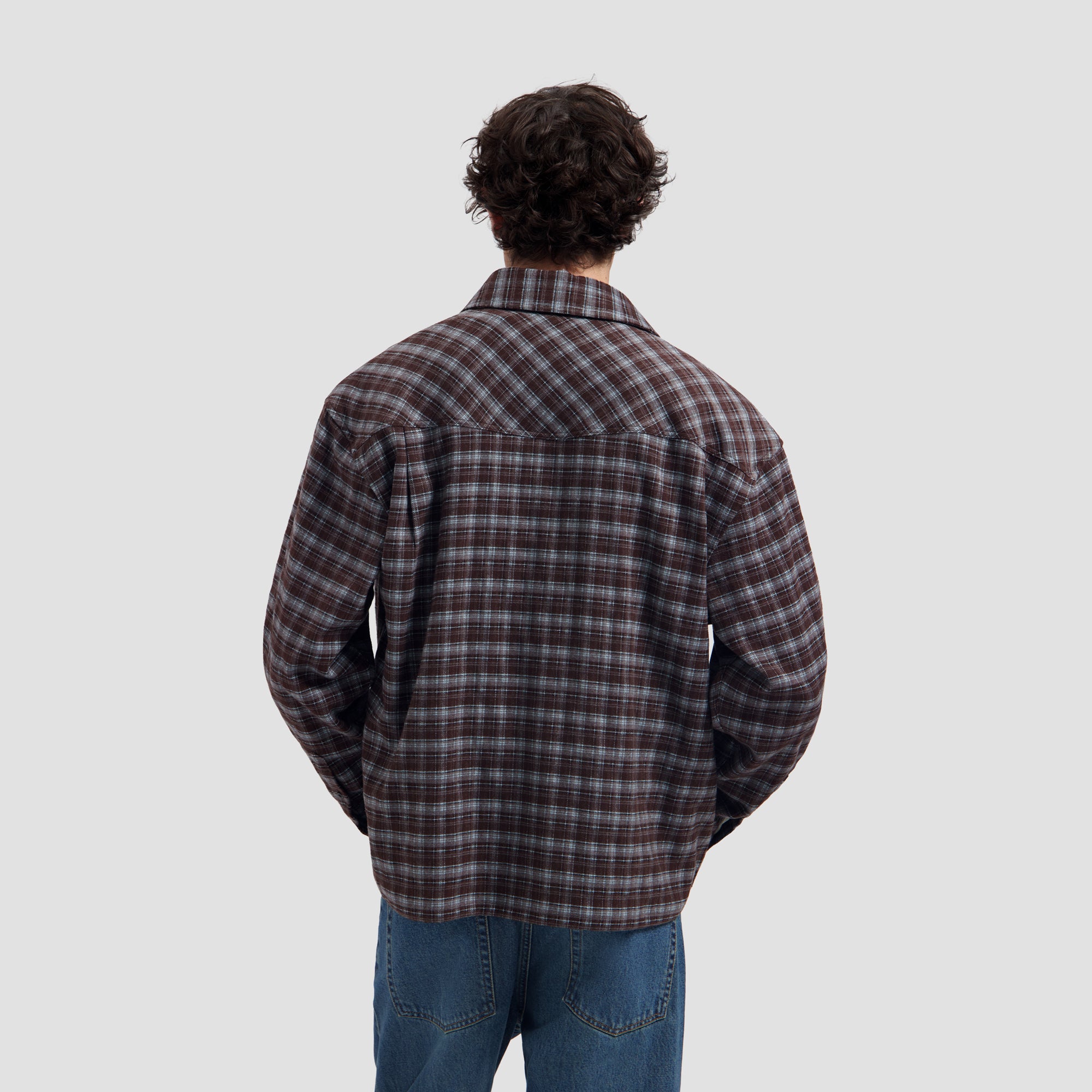 Flannel Boxy Tee - Chocolate Plum/Windsurfer