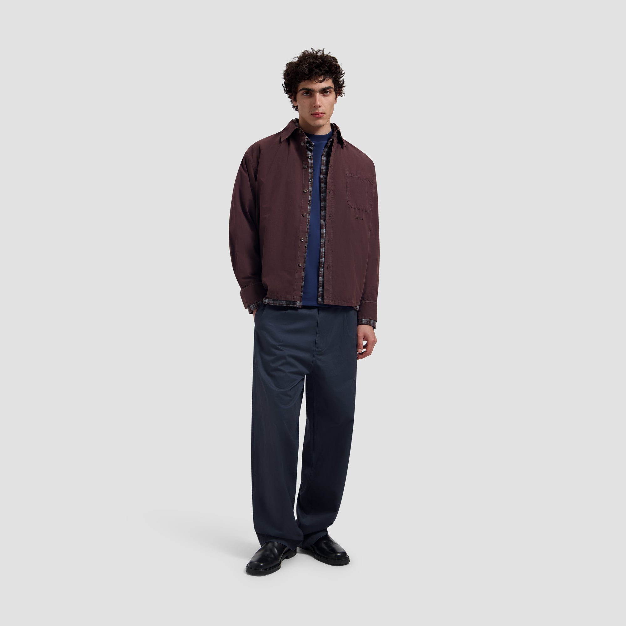 Washed Oversized Shirt - Chocolate Plum