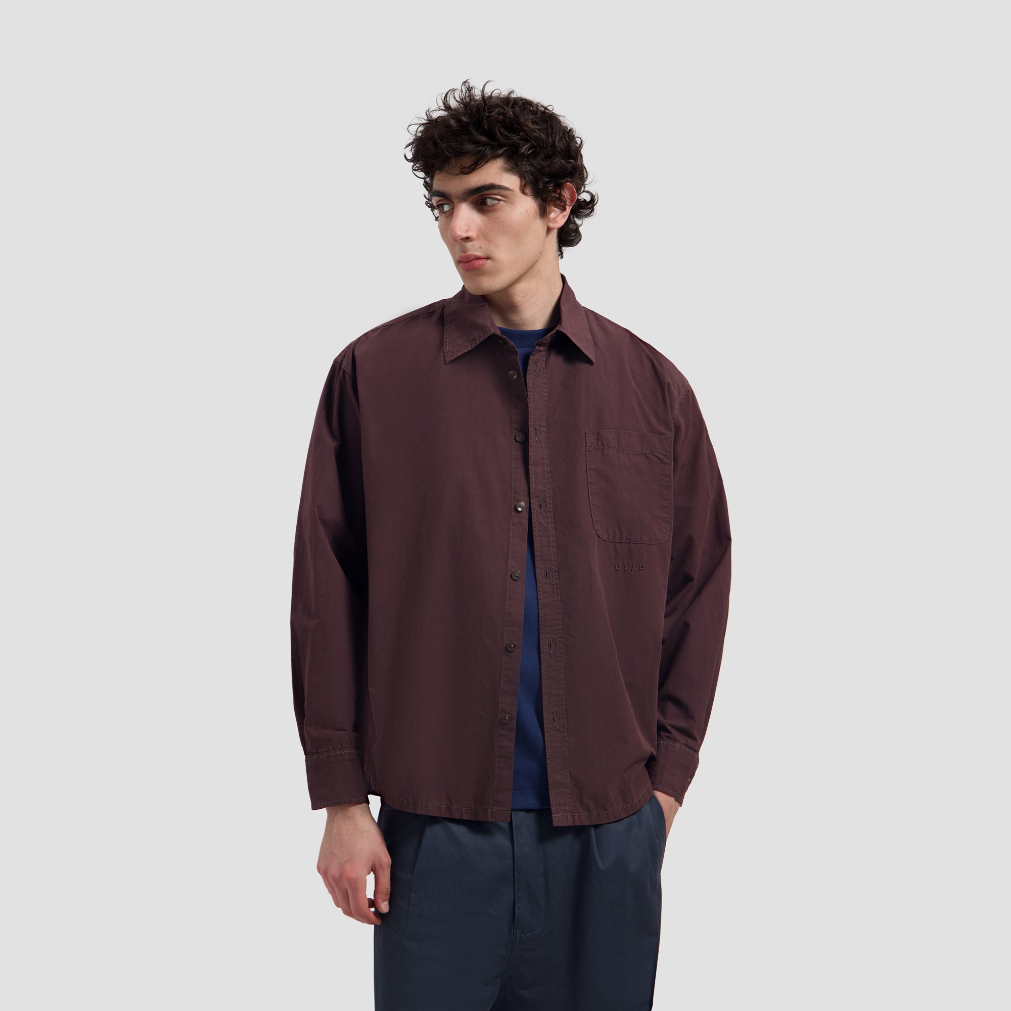 Washed Oversized Shirt - Chocolate Plum