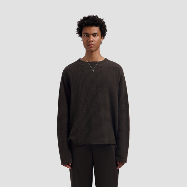 Waffle Crewneck- Chocolate Plum
