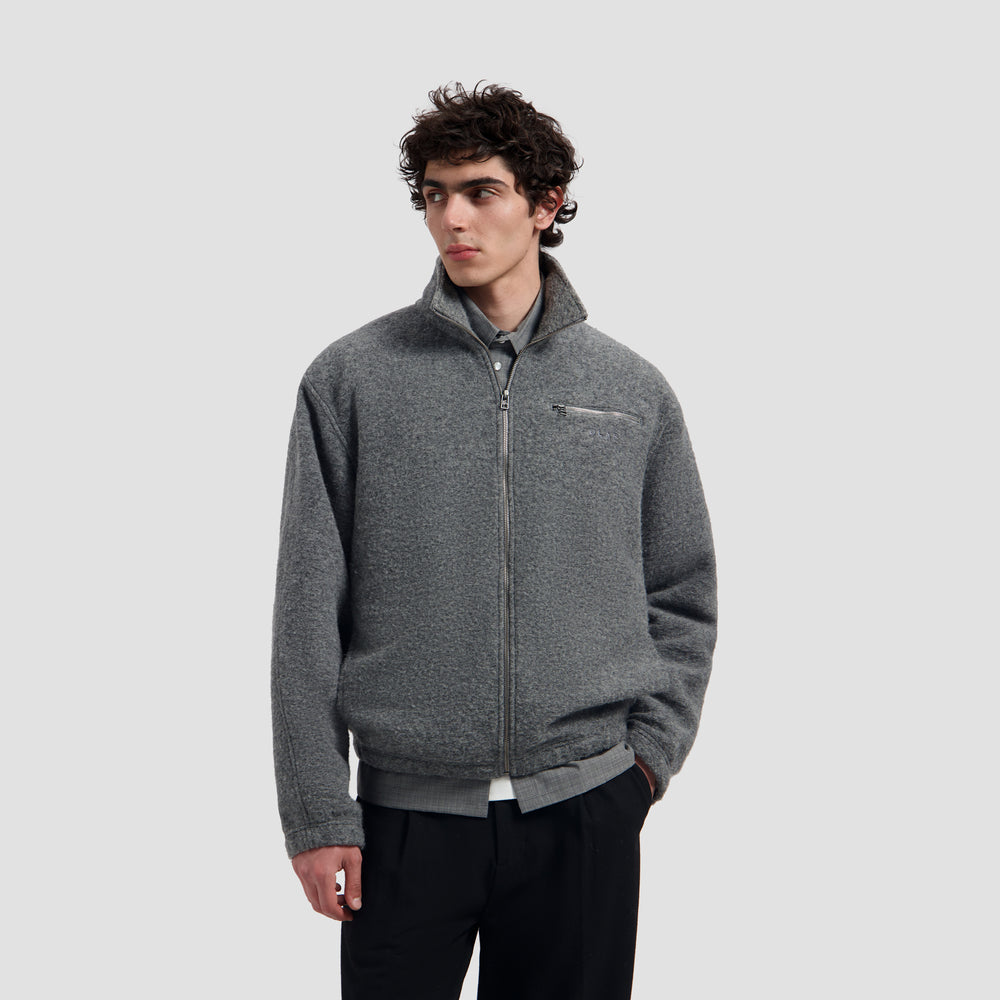 Wool Fleece Zip Jacket - Sharkskin