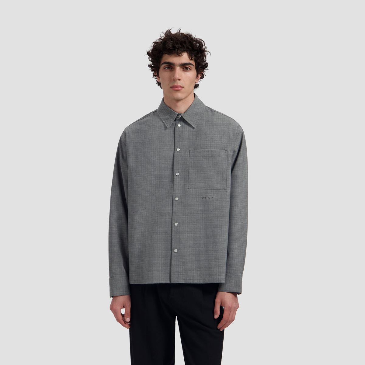 WOOL BOXY SHIRT | HEATHER GREY