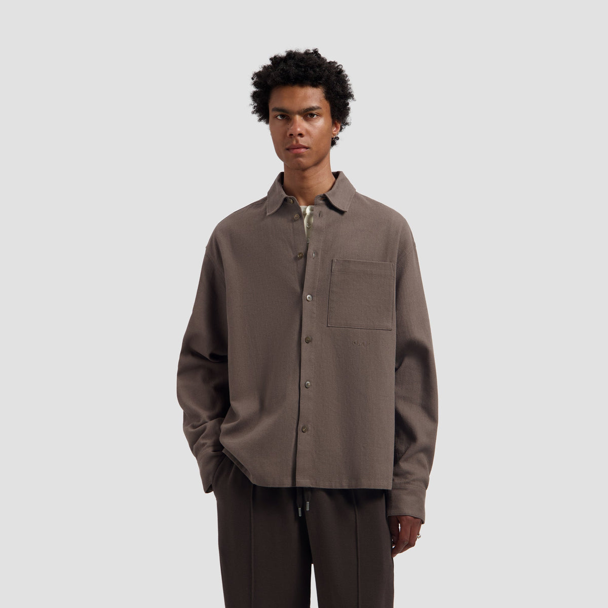 TEXTURED BOXY SHIRT | CHOCOLATE CHIP