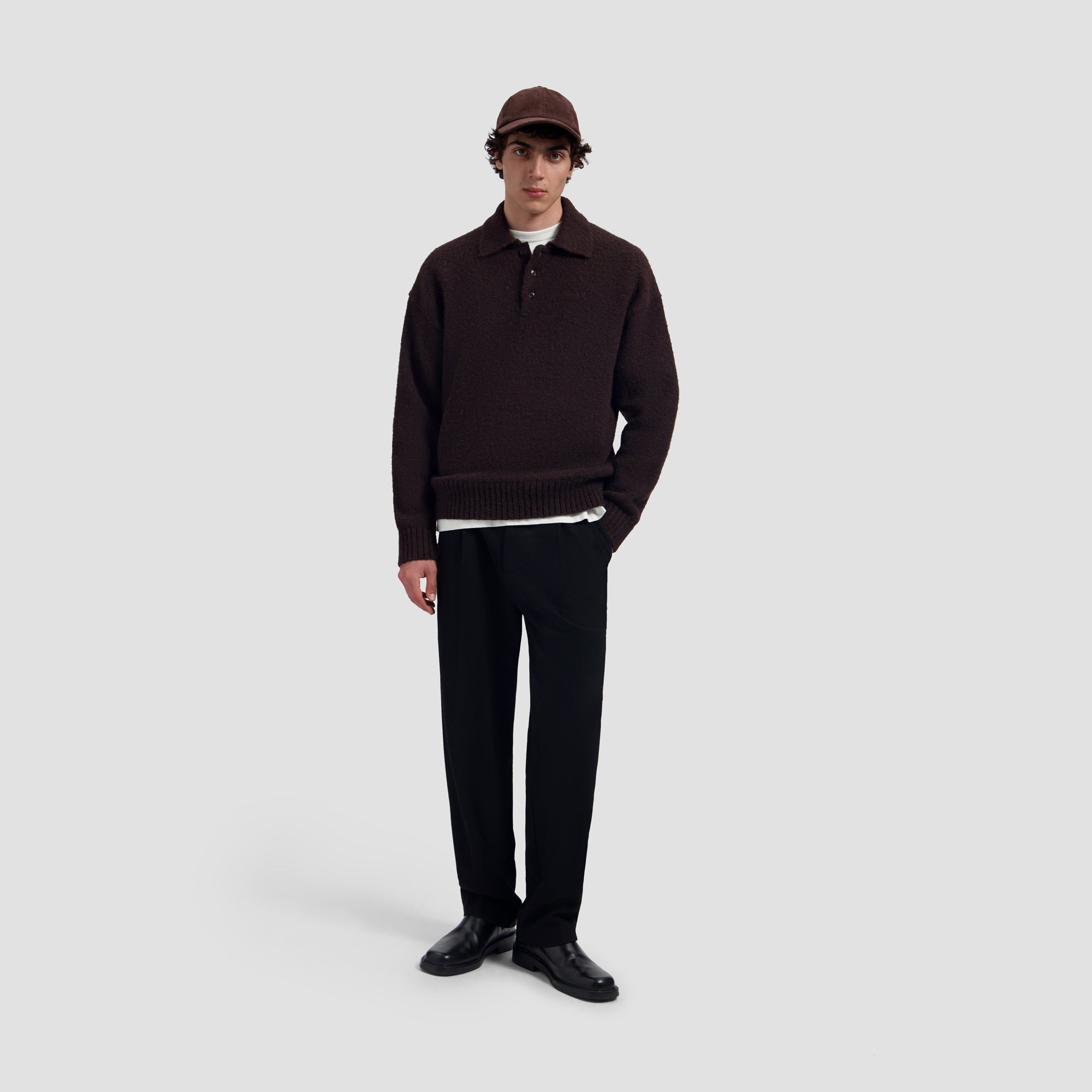 Regular Wool Pleated Pant - Black