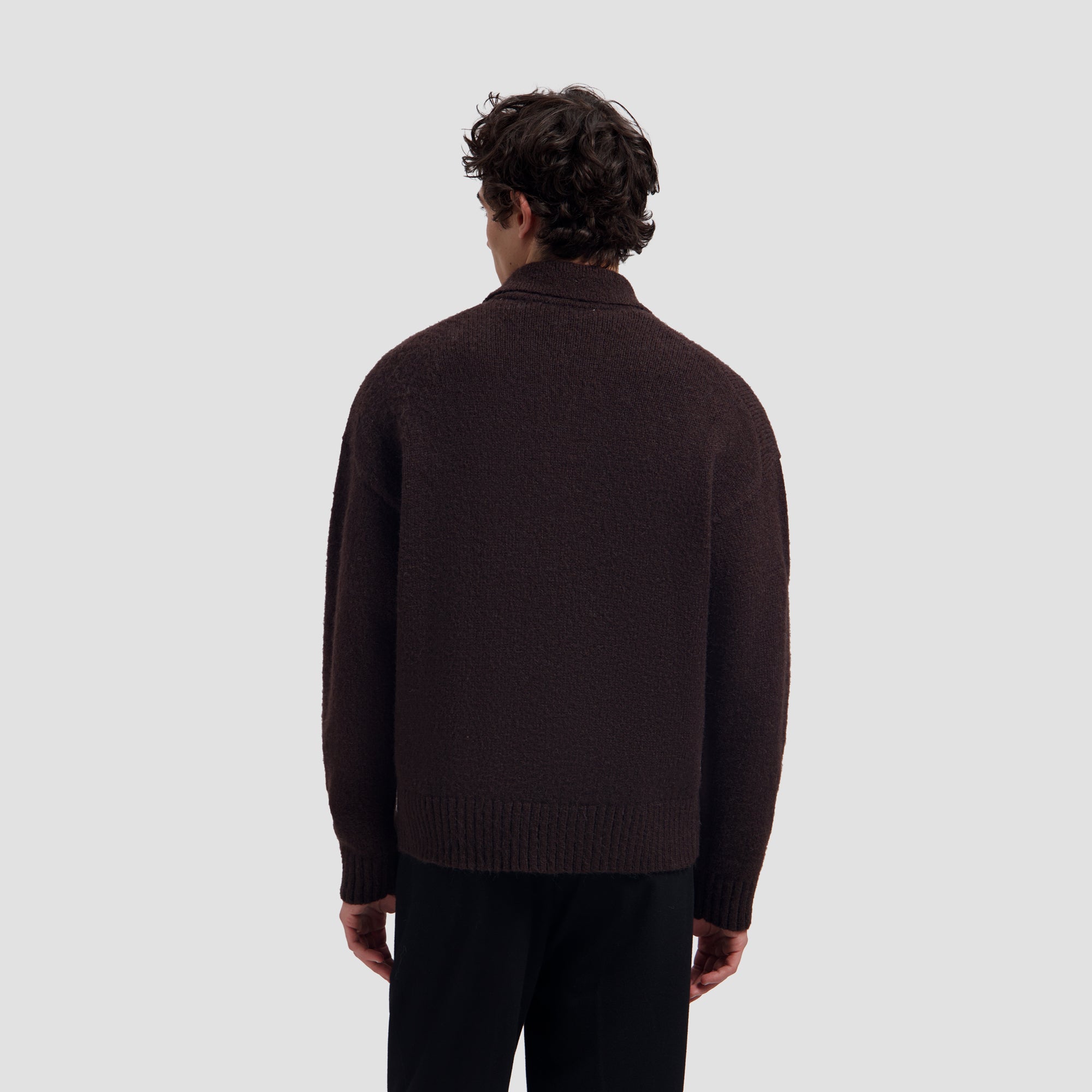 Oversized Knitted Polo - Chocolate Plum