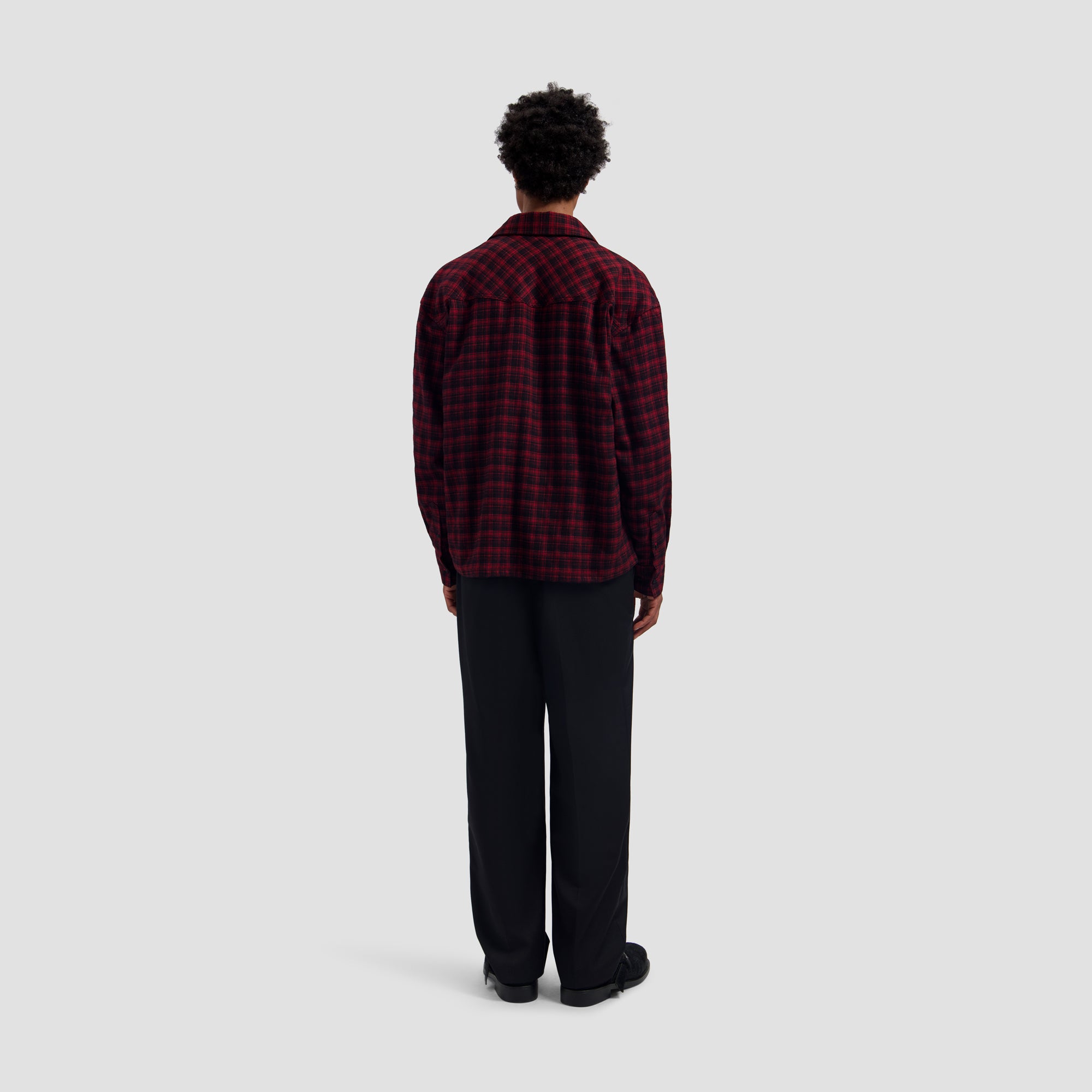 Flannel Boxy Tee - Black/Adrenal Rush
