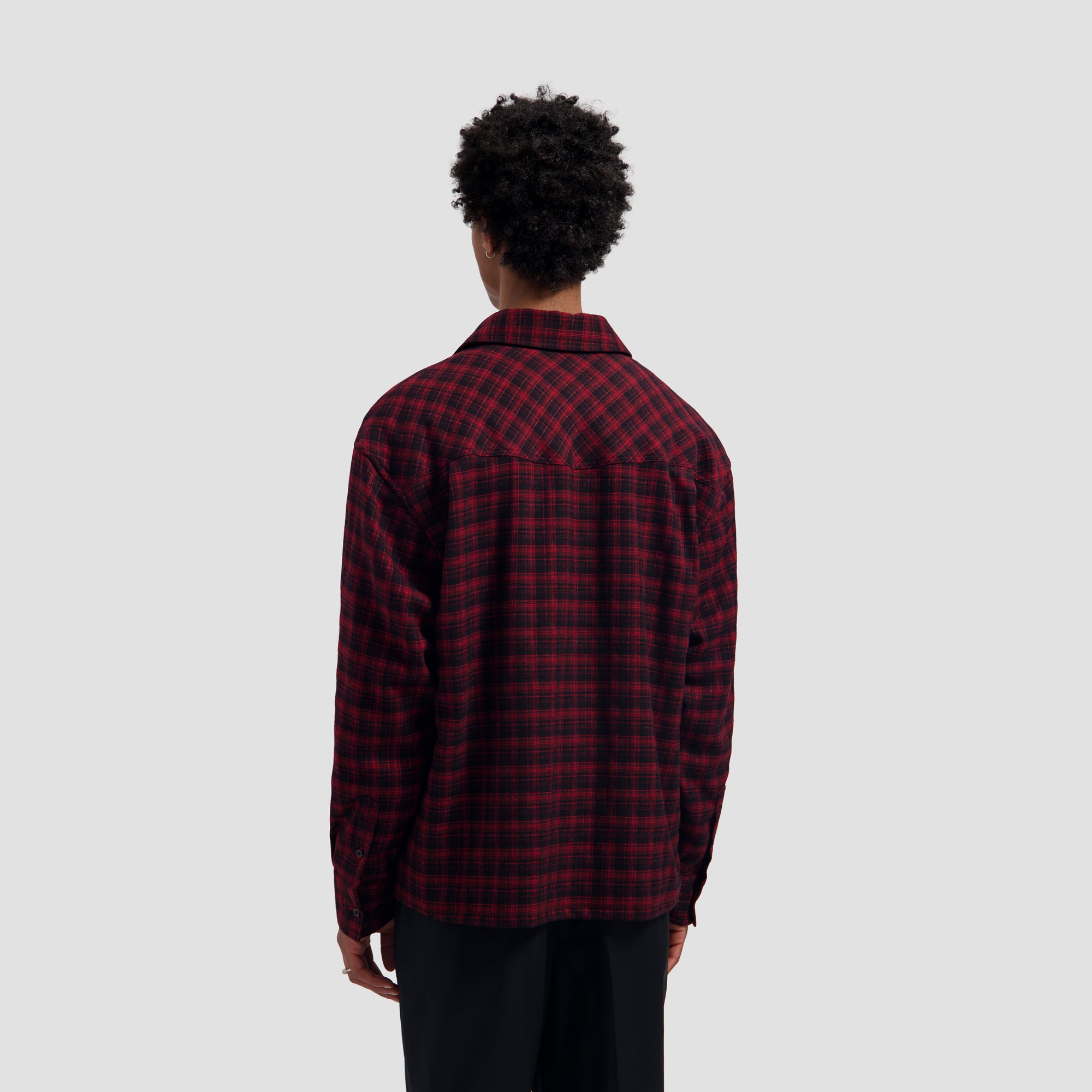Flannel Boxy Tee - Black/Adrenal Rush