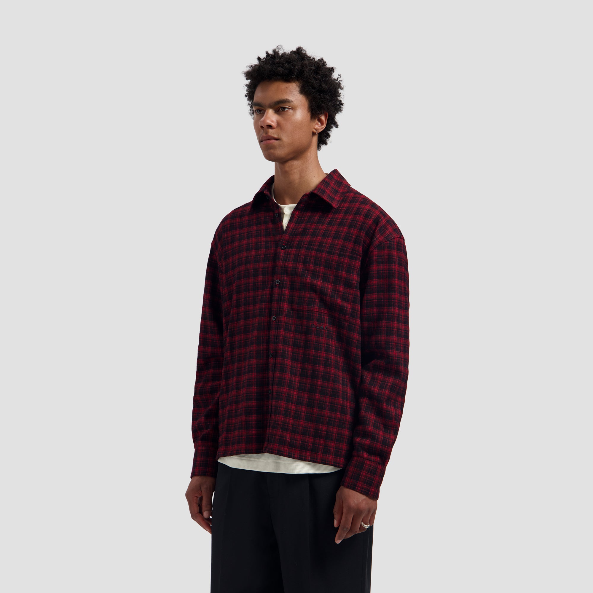 Flannel Boxy Tee - Black/Adrenal Rush