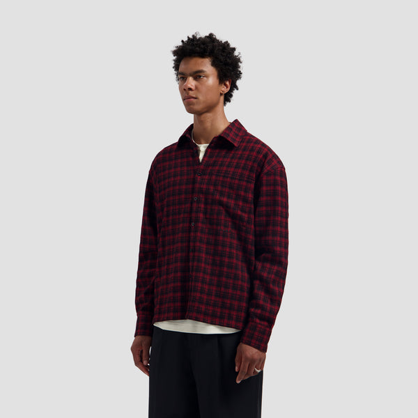 Flannel Boxy Tee - Black/Adrenal Rush