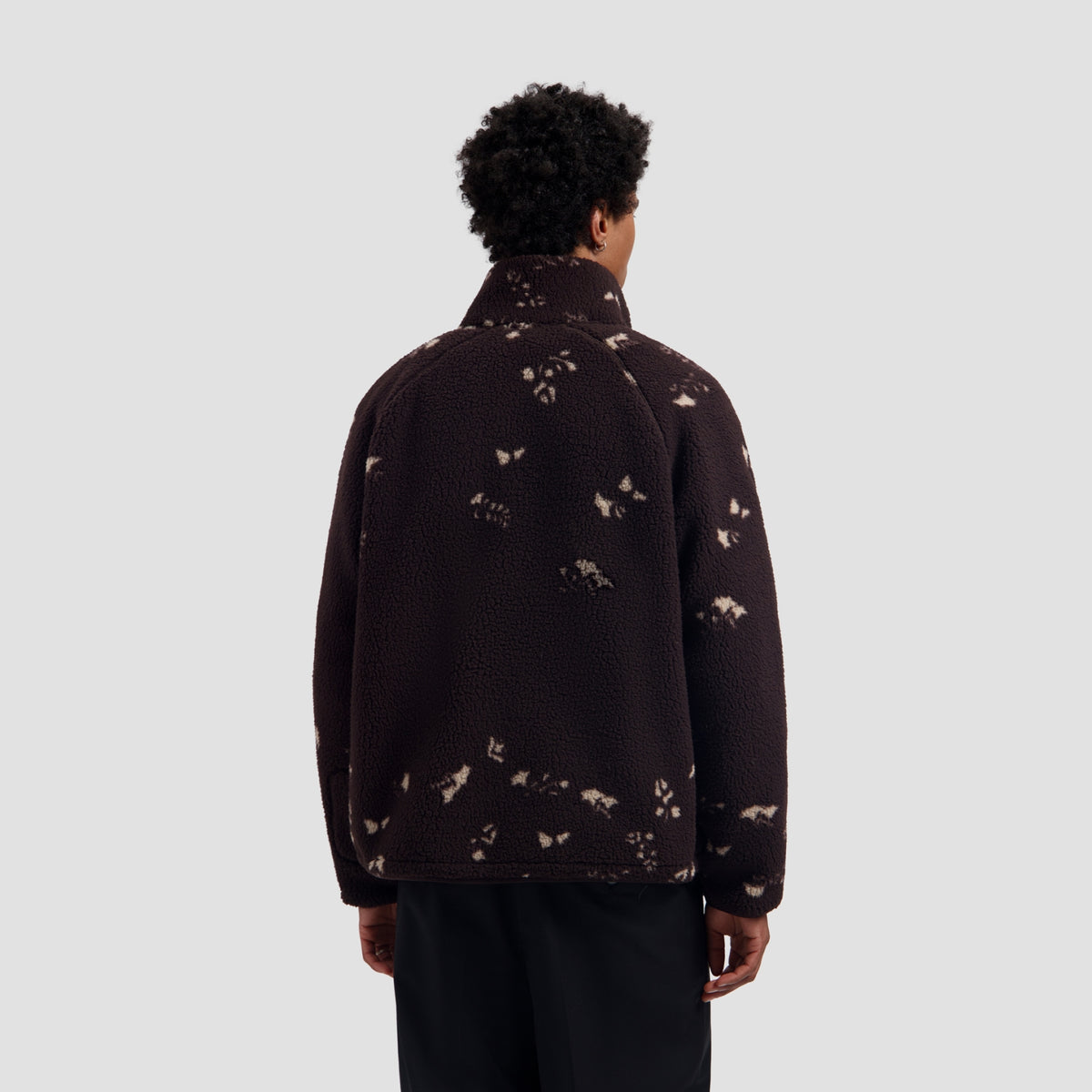 FLOWER AOP FLEECE JACKET | CHOCOLATE PLUM