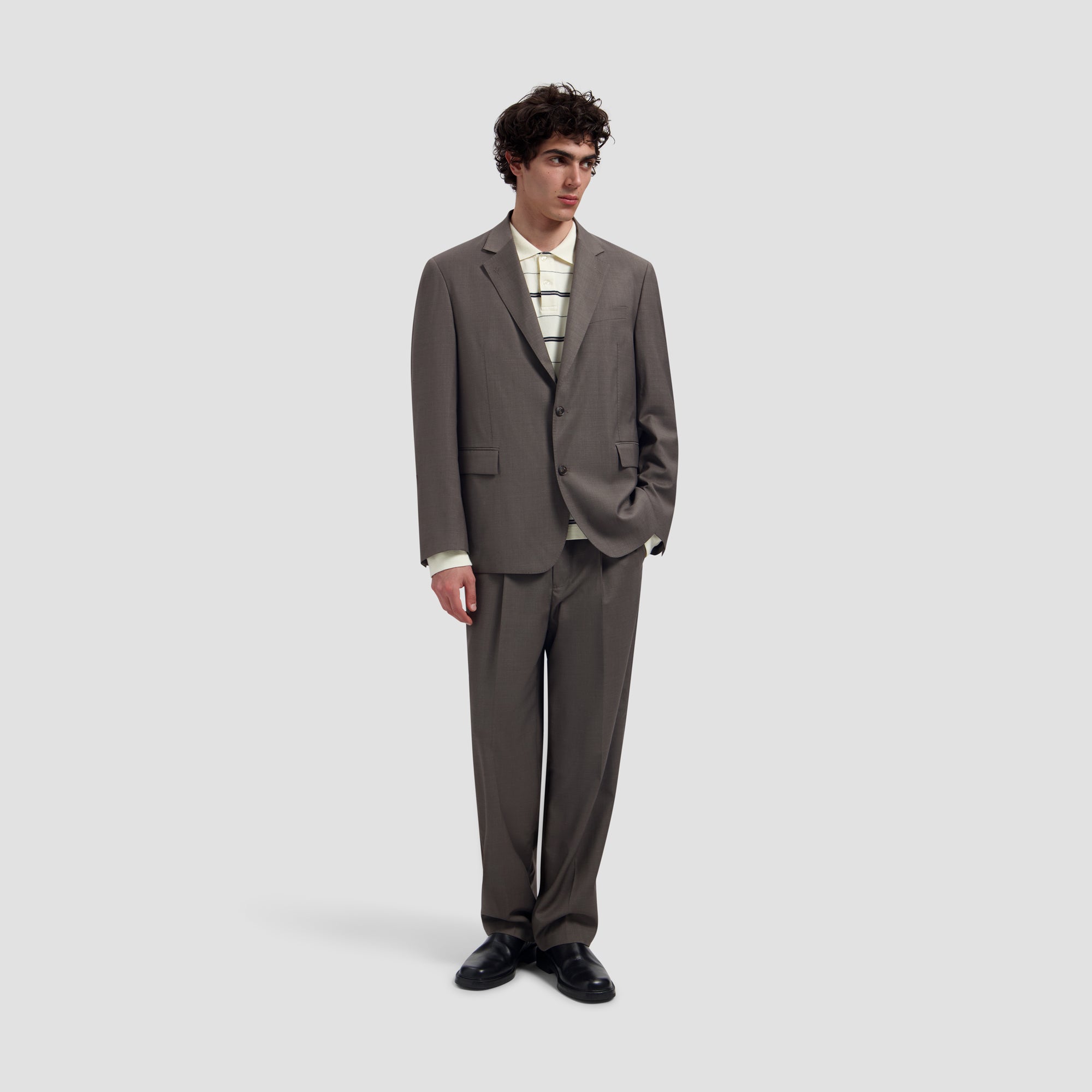 Regular Wool Pleated Pant - Chocolate Chip