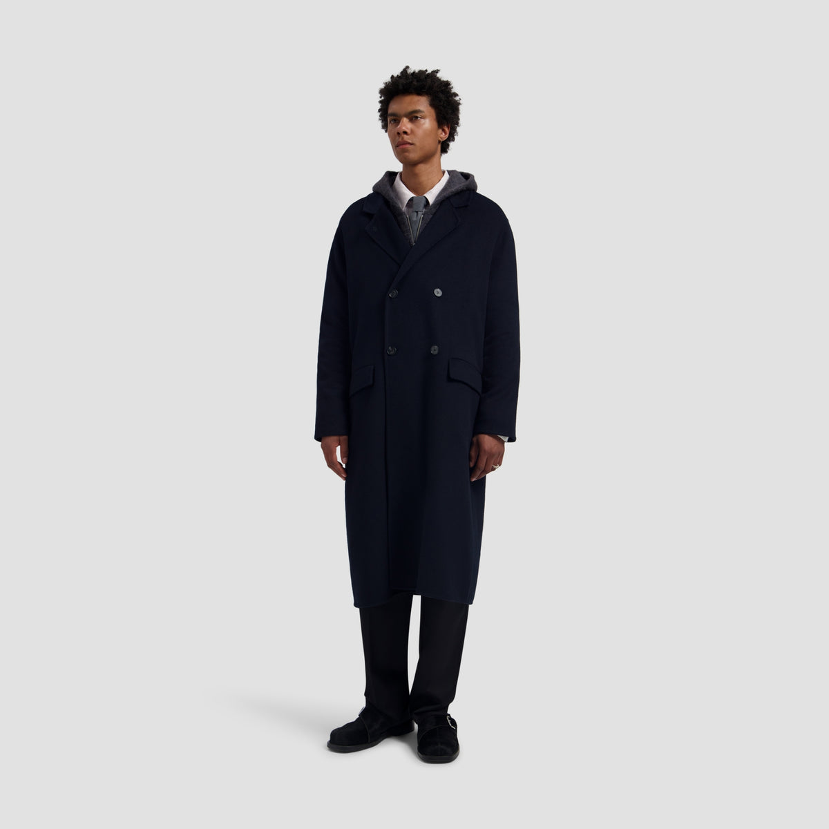 WOOL DOUBLE BREASTED COAT | NAVY
