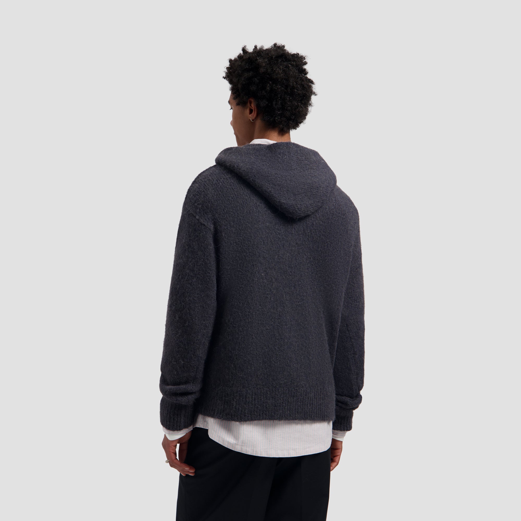Zip Knitted Hoodie - Charcoal