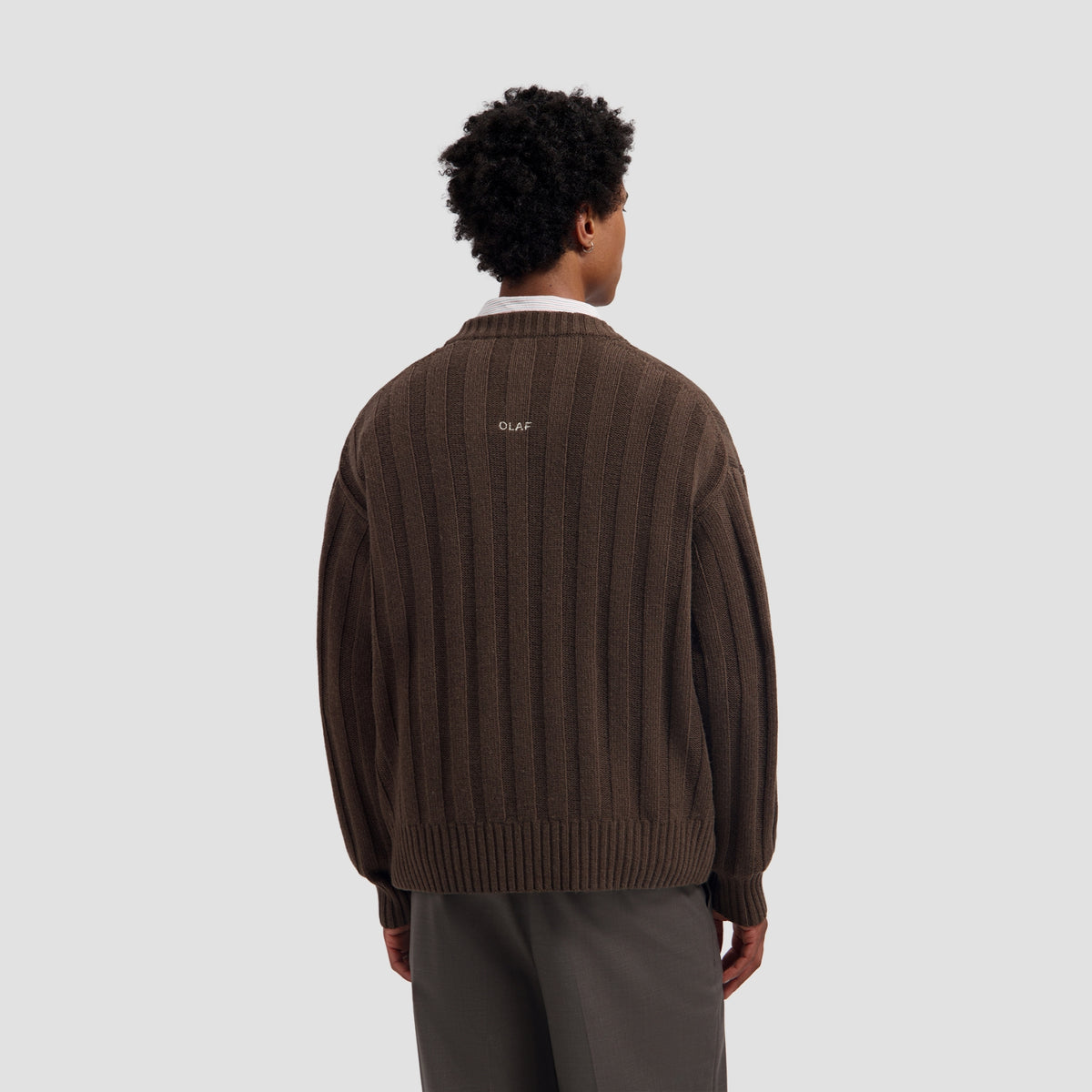 RIBBED KNITTED V-NECK | CHOCOLATE CHIP