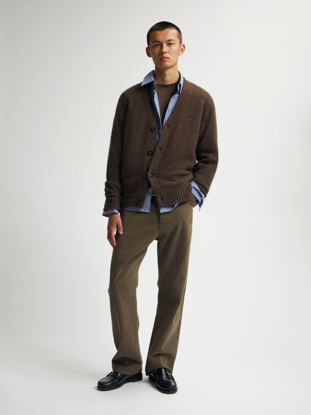 HAIRY TEXTURE CARDIGAN | BRACKEN