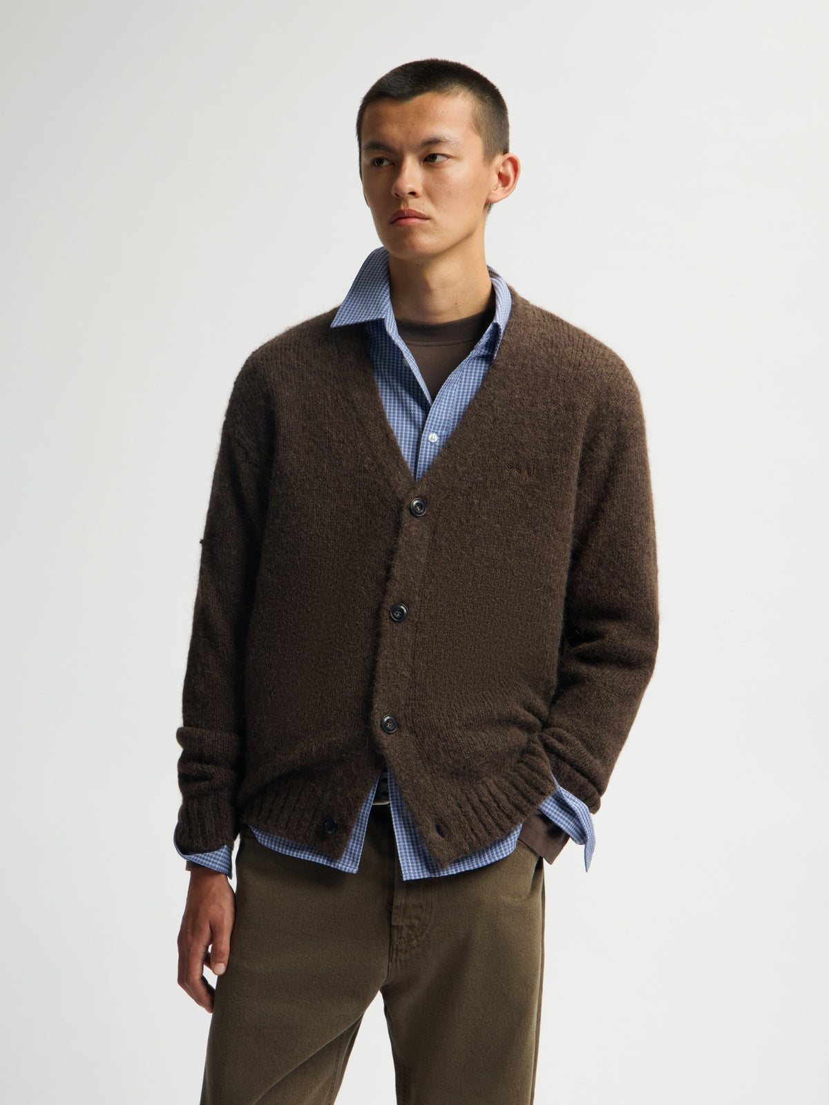 HAIRY TEXTURE CARDIGAN | BRACKEN