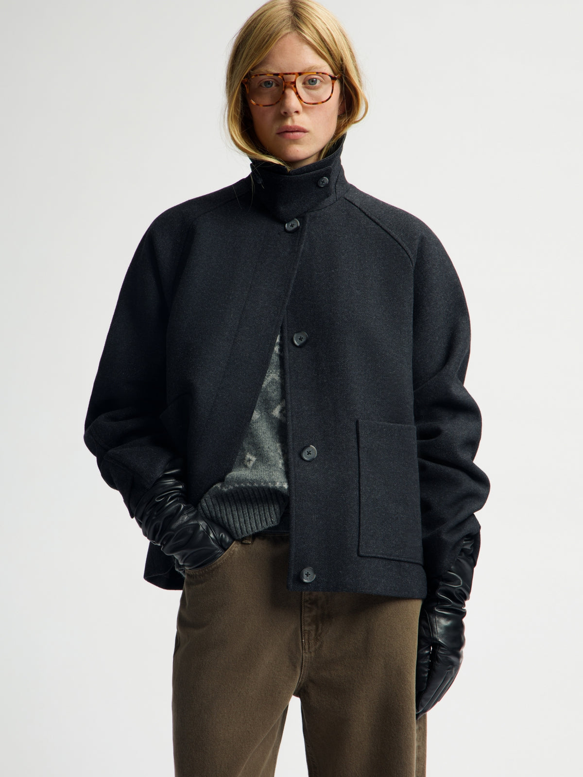 WOOL BOXY JACKET | CHARCOAL