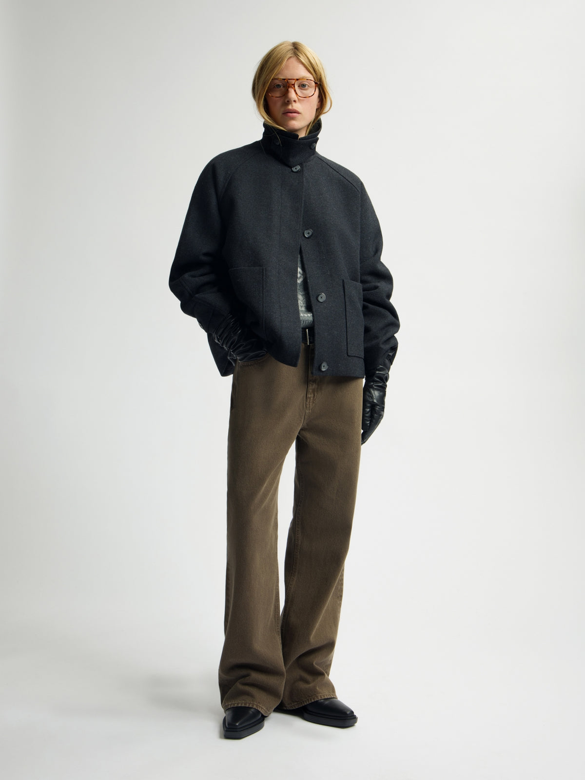 WOOL BOXY JACKET | CHARCOAL