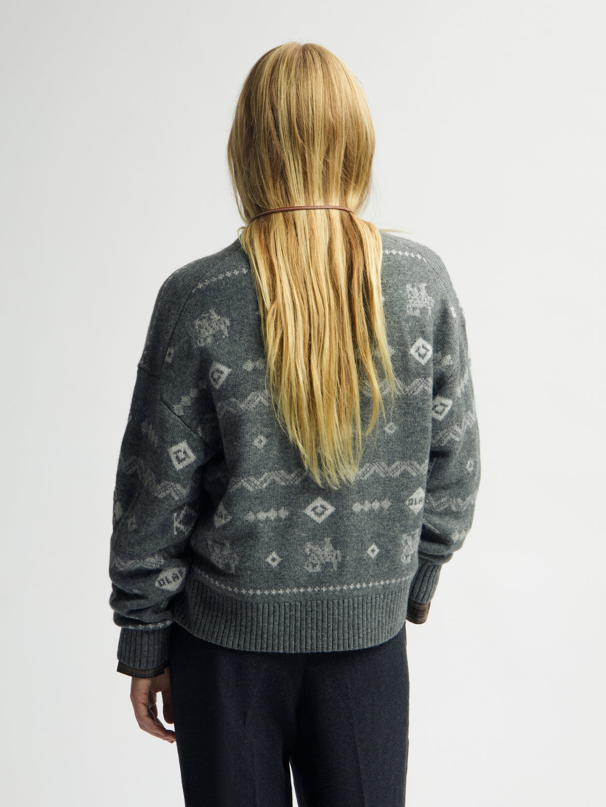 FAIR ISLE KNITTED CREWNECK | HEATHER GREY