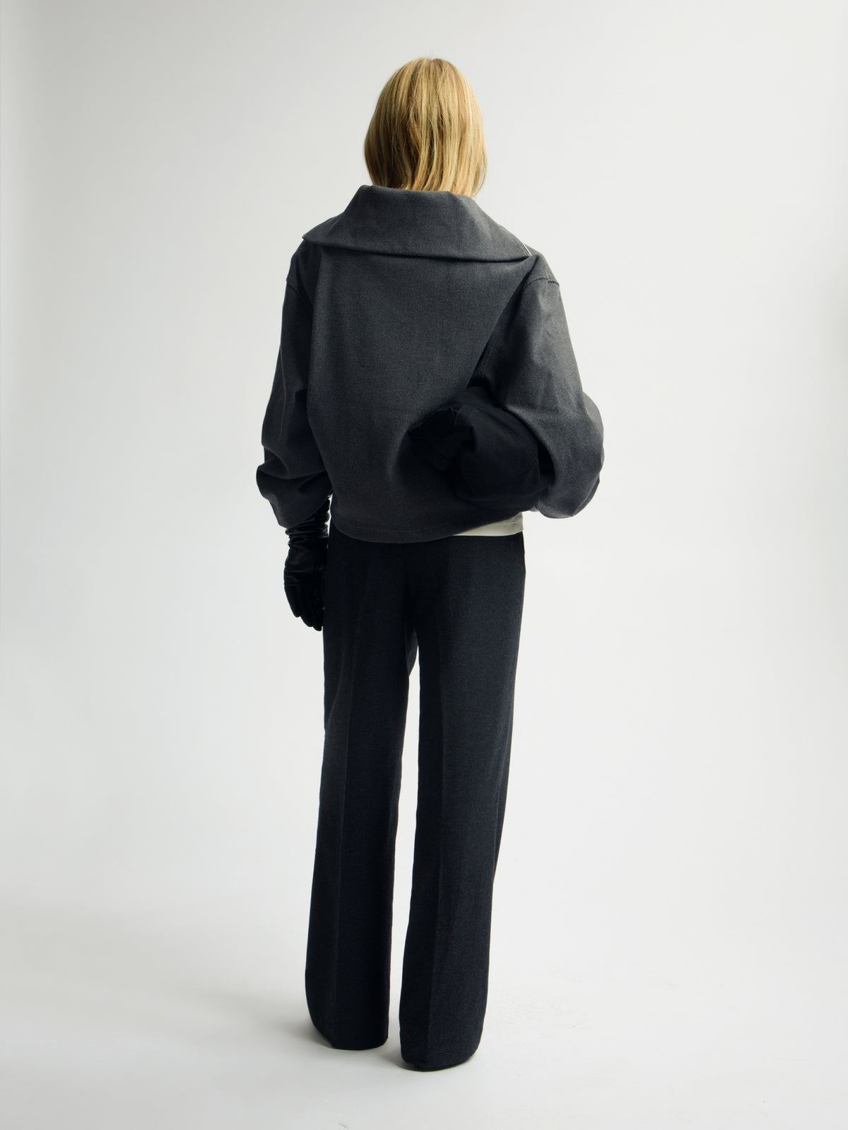 HALF ZIP RIB SWEAT | CHARCOAL
