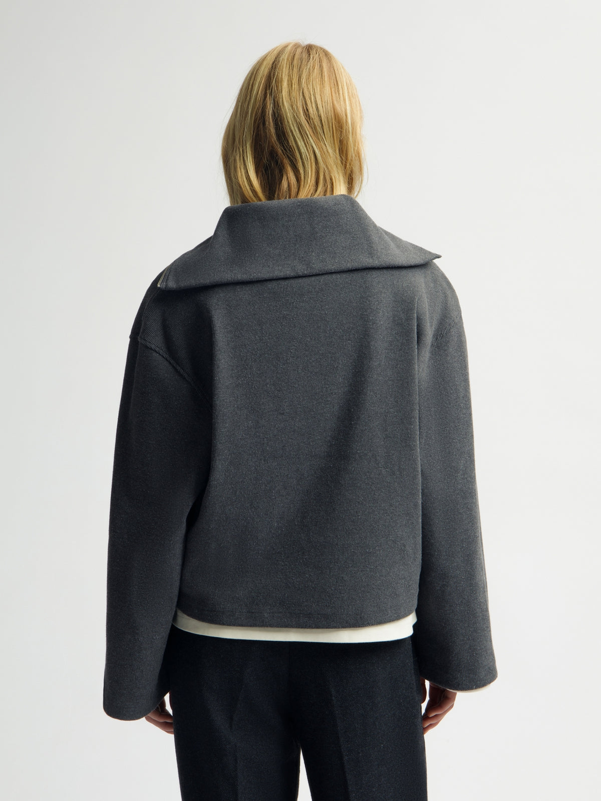 HALF ZIP RIB SWEAT | CHARCOAL