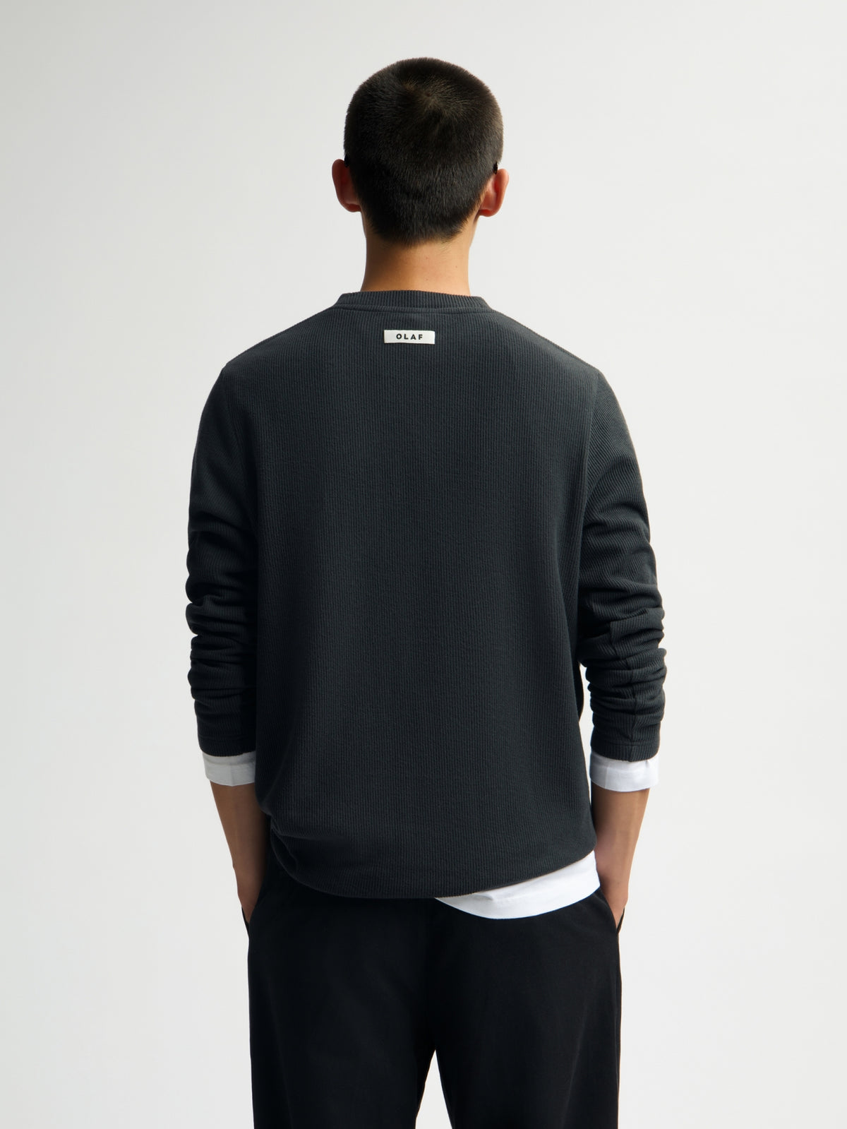 RIBBED TEE LS | CHARCOAL