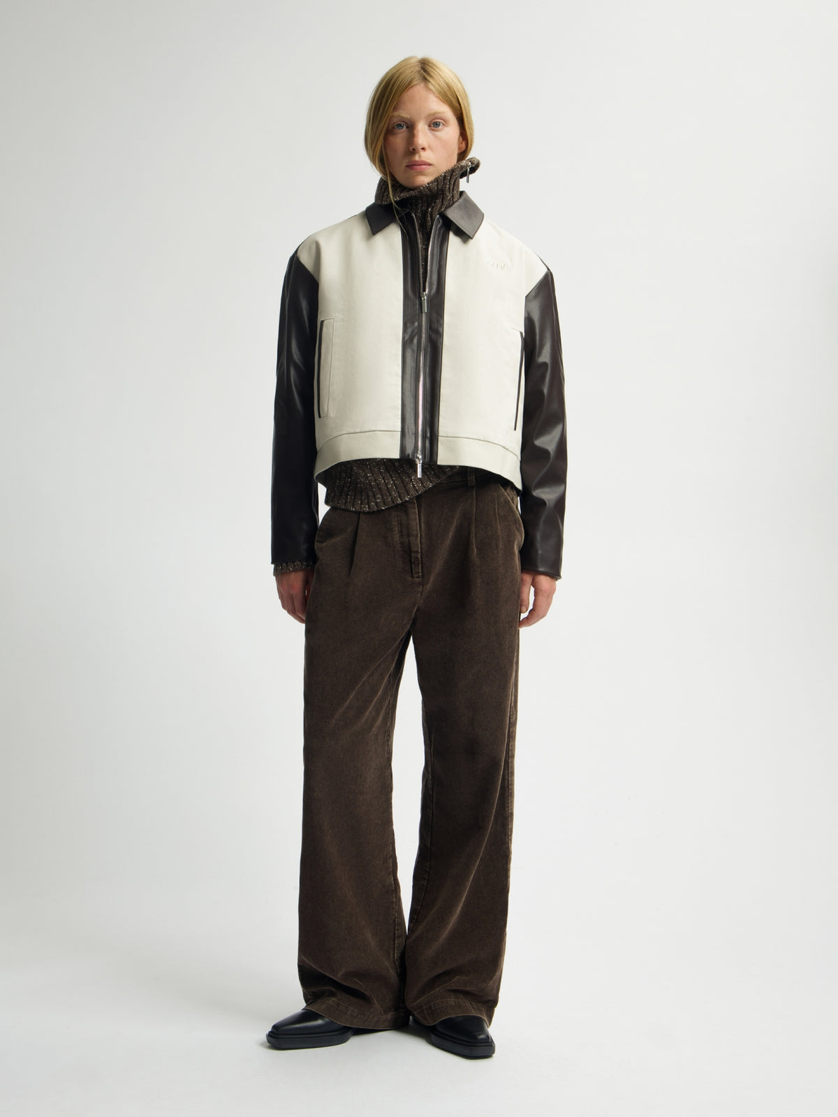 MIXED MEDIA ZIP JACKET | ANCIENT SCROLL / BRACKEN