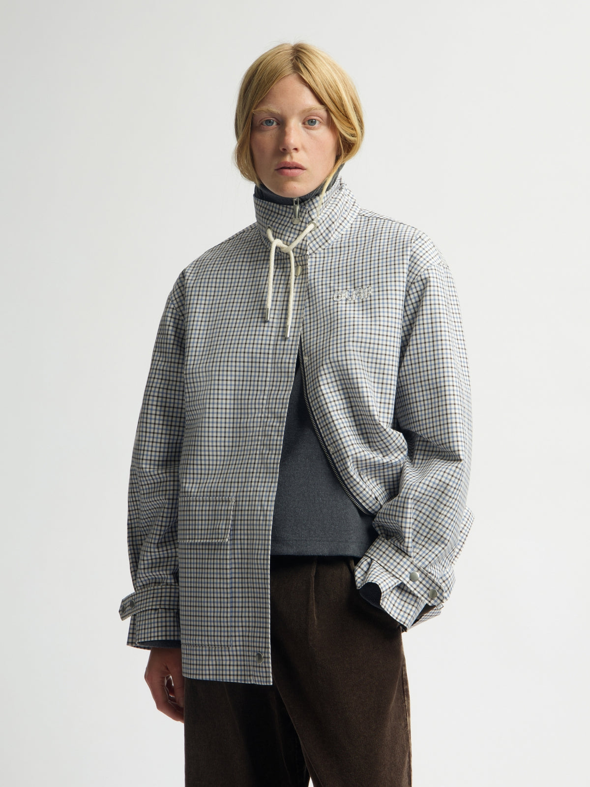 RELAXED PLAID JACKET | BRACKEN / DUSTY BLUE